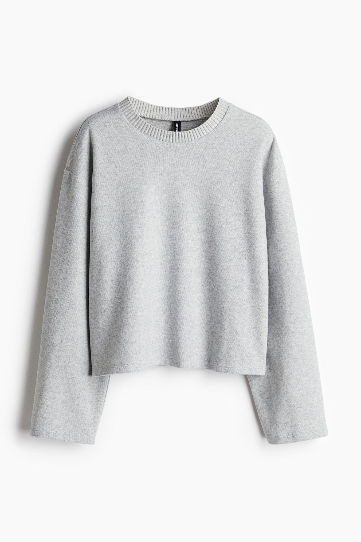 Fine-knit jumper - Light grey marl/Cream - 2