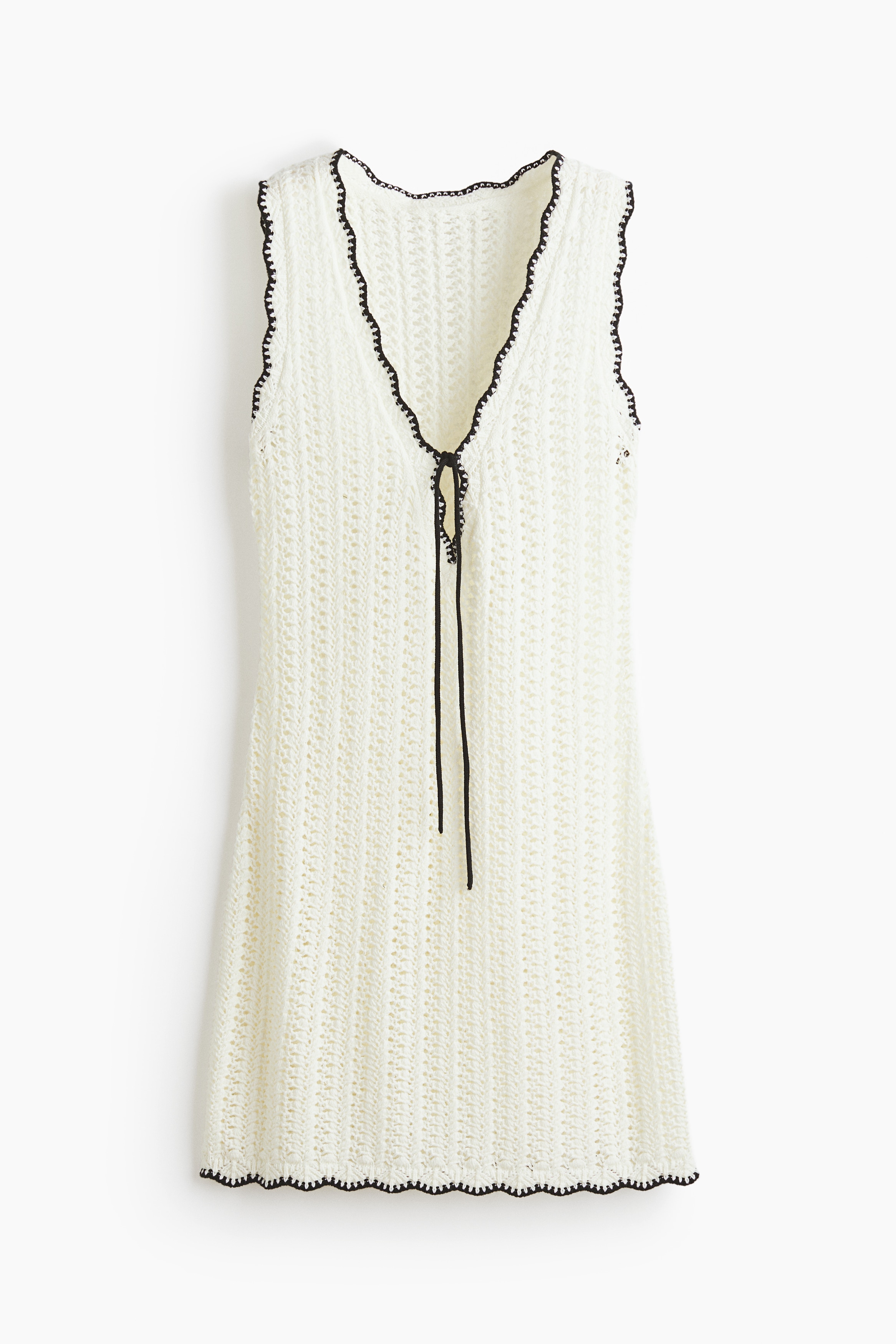 Pointelle-Knit Beach Dress - White/Black