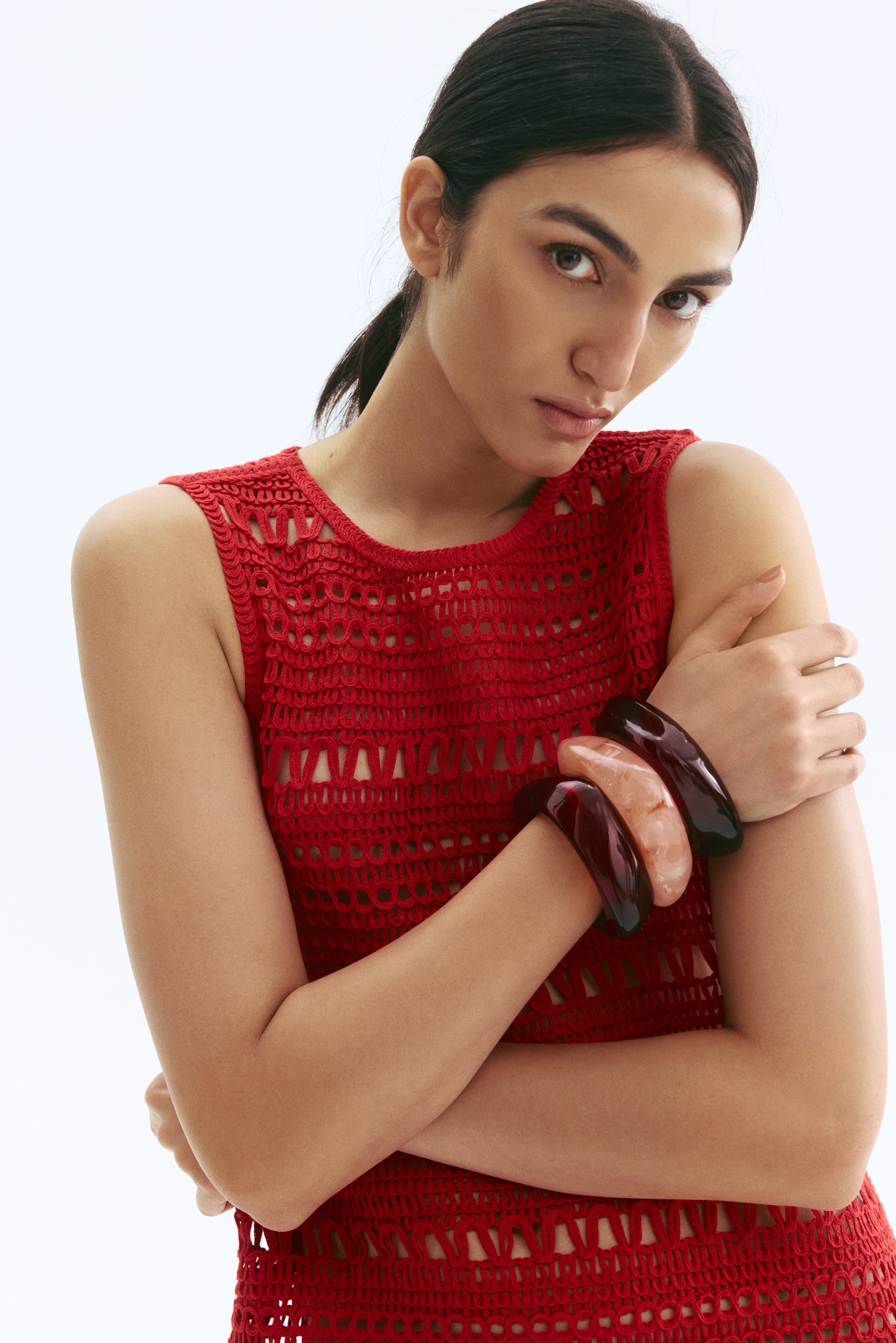 Women's Red Crochet-Look Mini Dress | H&M US
