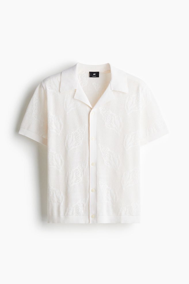 Camisa resort en punto jacquard Regular Fit - Blanco - 1