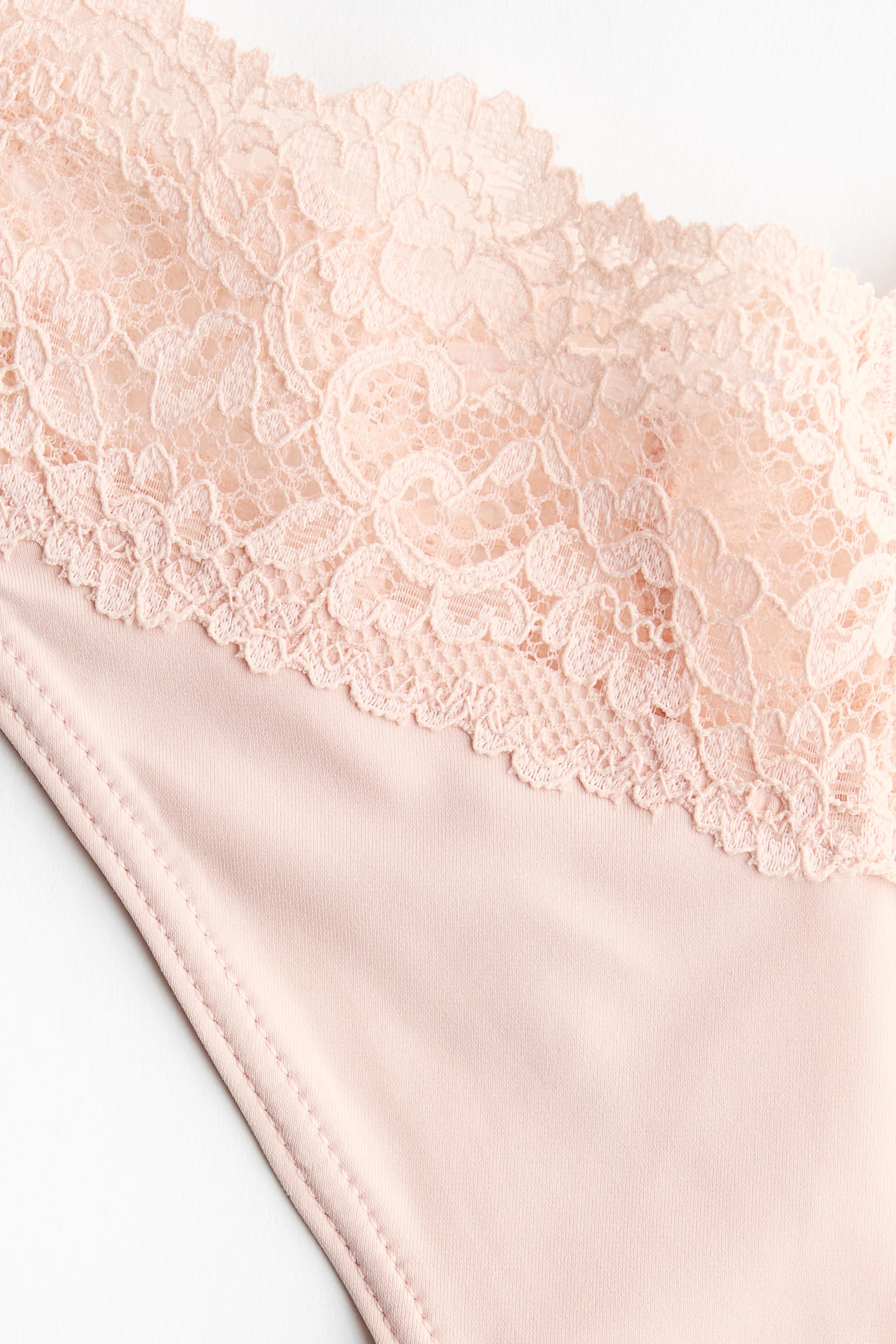 3 kpl string-alushousuja mikrokuitua ja pitsiä - Vaalea persikanroosa/Musta - 3