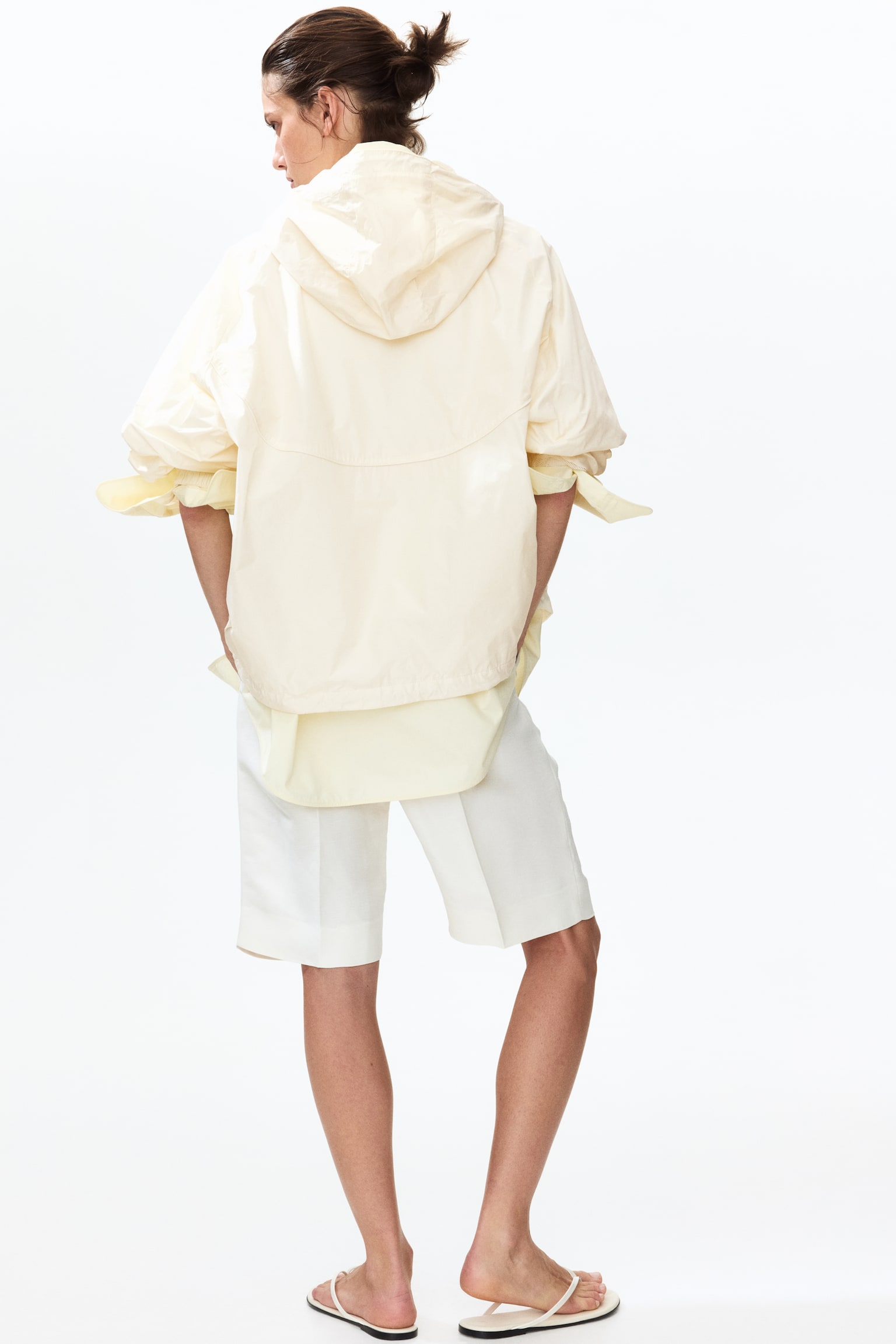 Hooded windbreaker - Cream/Dark blue - 5