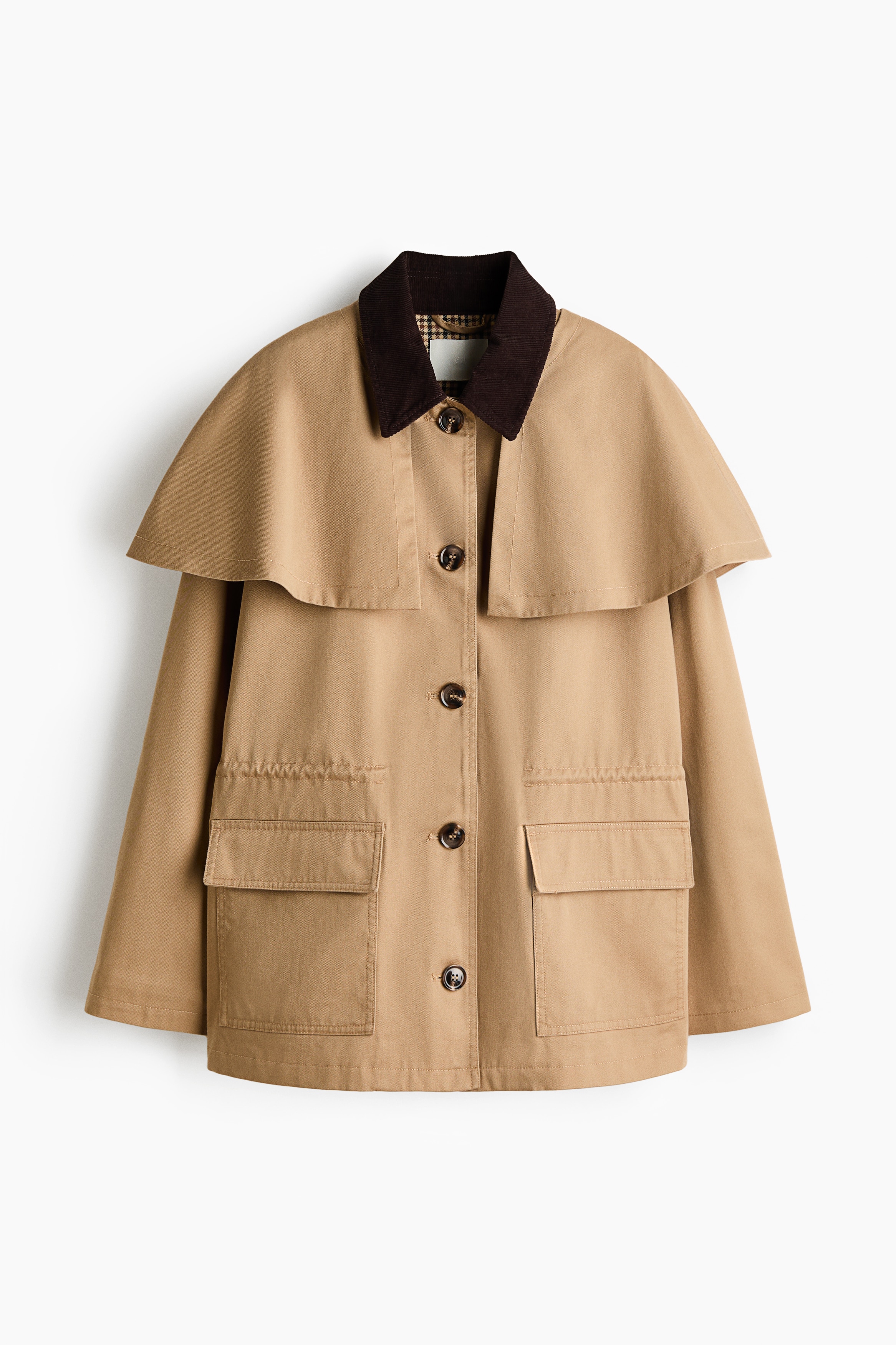 Twilljacka med capedetalj - Beige/Brun