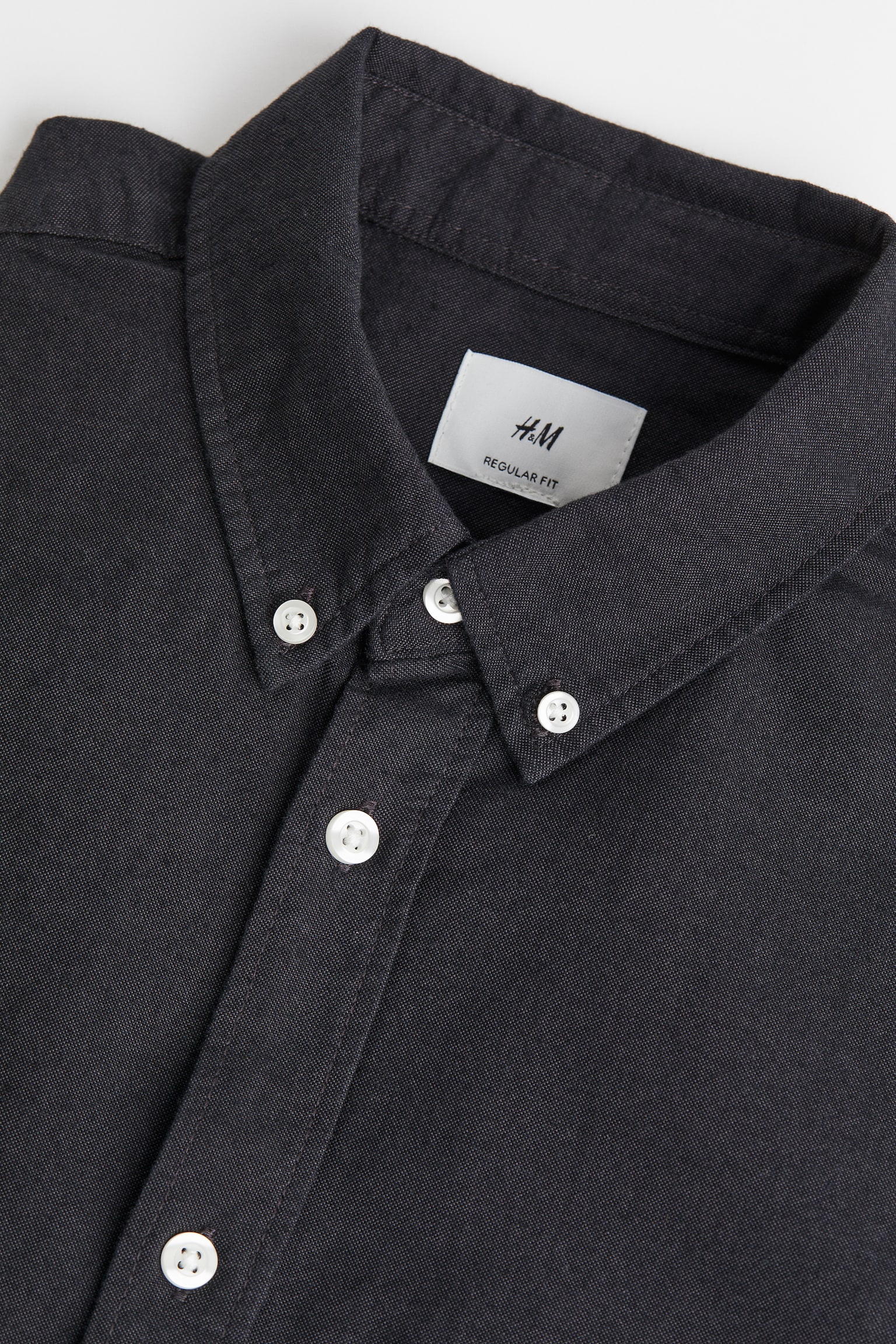 Regular Fit Oxford Shirt - Long sleeve - Regular length - Charcoal gray ...