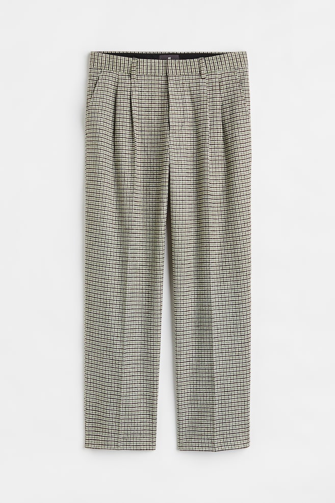 Relaxed Fit Wool-blend trousers - Green/Black checked - 2