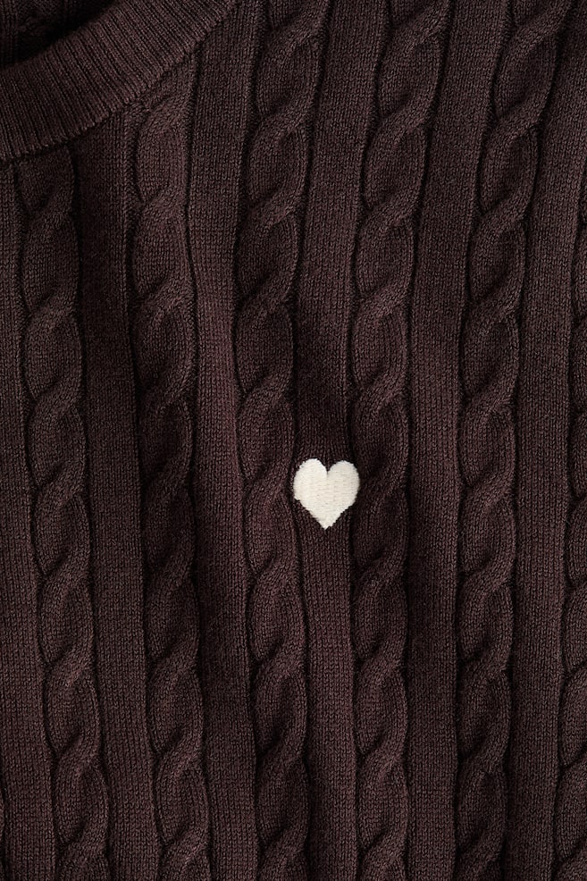 Cable-knit jumper-Dark brown - 4