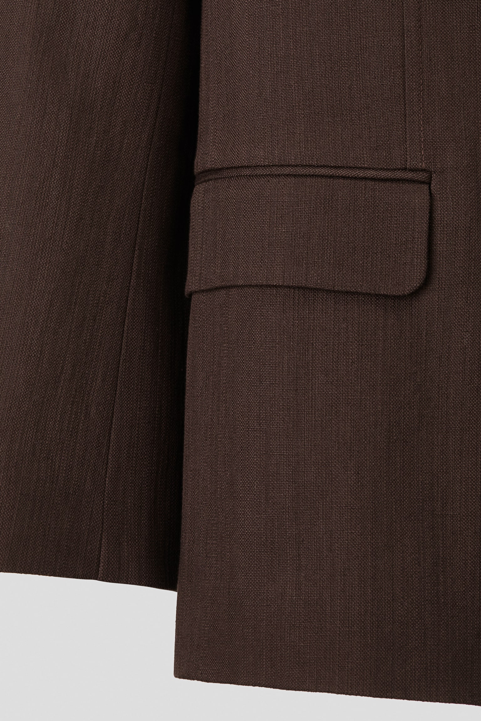 Lniana marynarka jednorzędowa Relaxed Fit - Ciemnobrązowy - 4