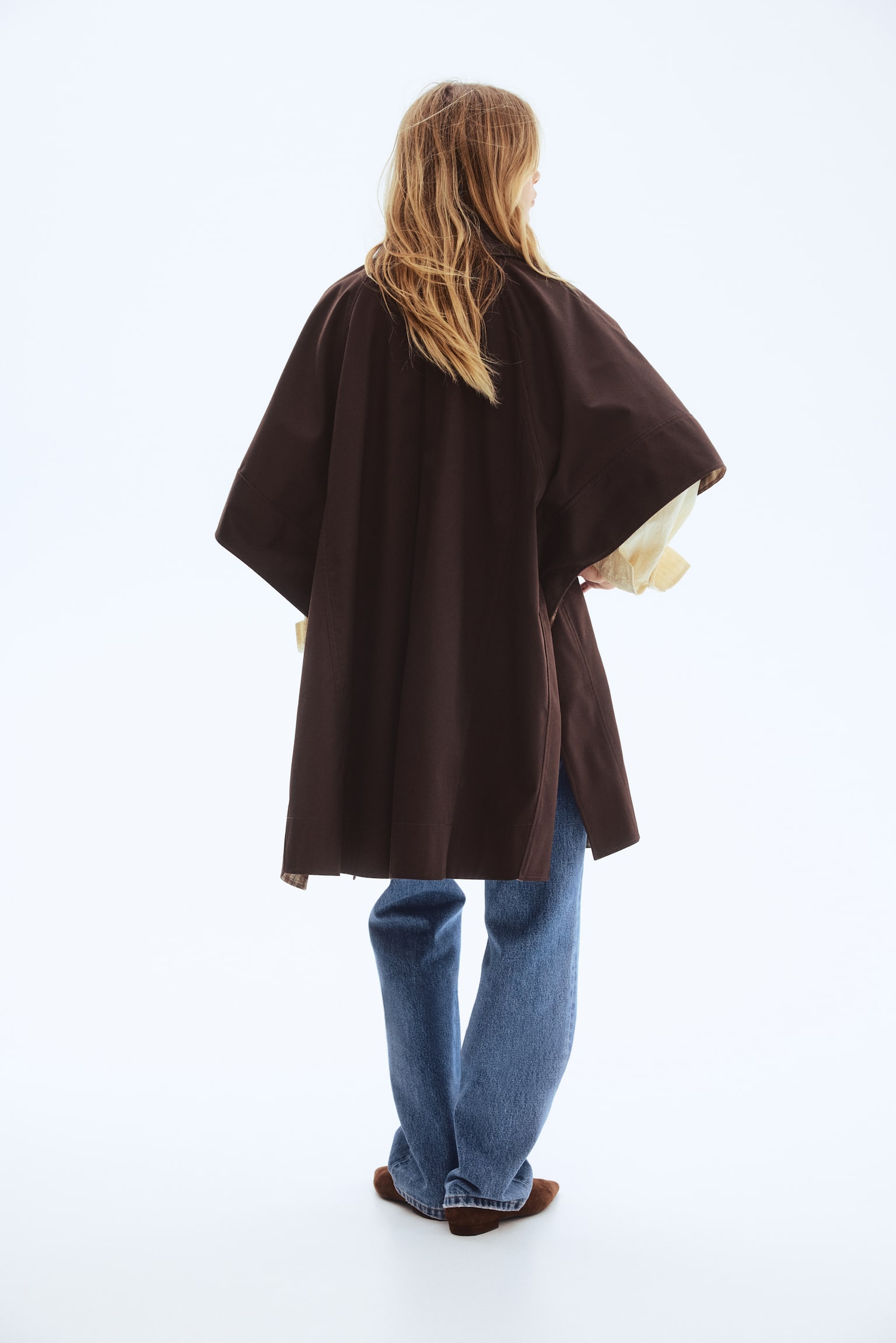 Manteau cape avec col - Marron foncé - 6