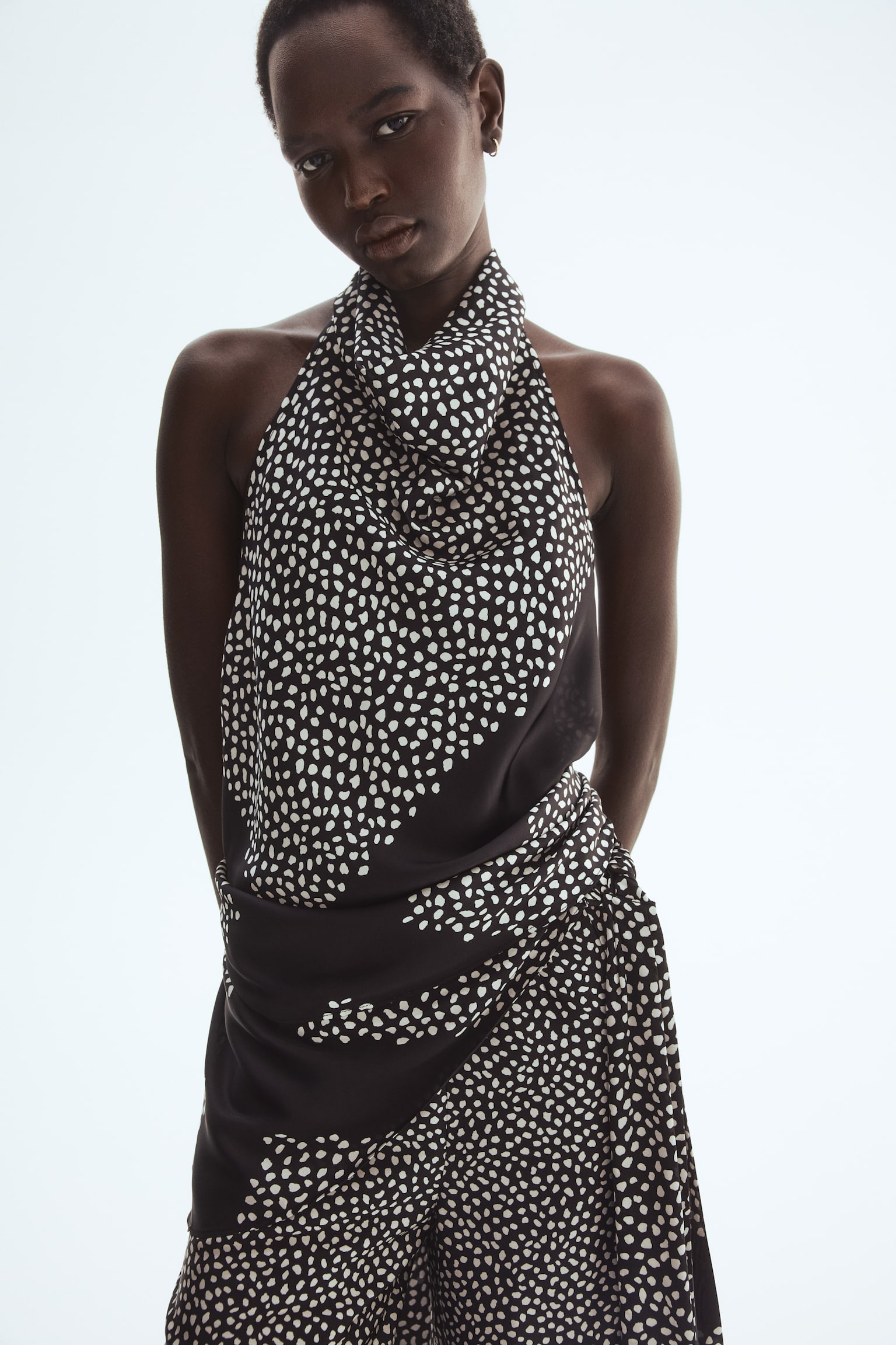 Halterneck top - Black/Spotted - 7
