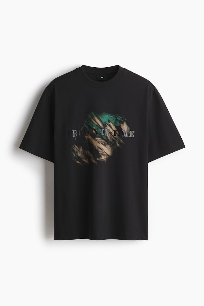 Loose Fit Printed T-shirt - Black/Frozen in Time/White/Tracing Time/Dusty green/Stone Whispers - 1