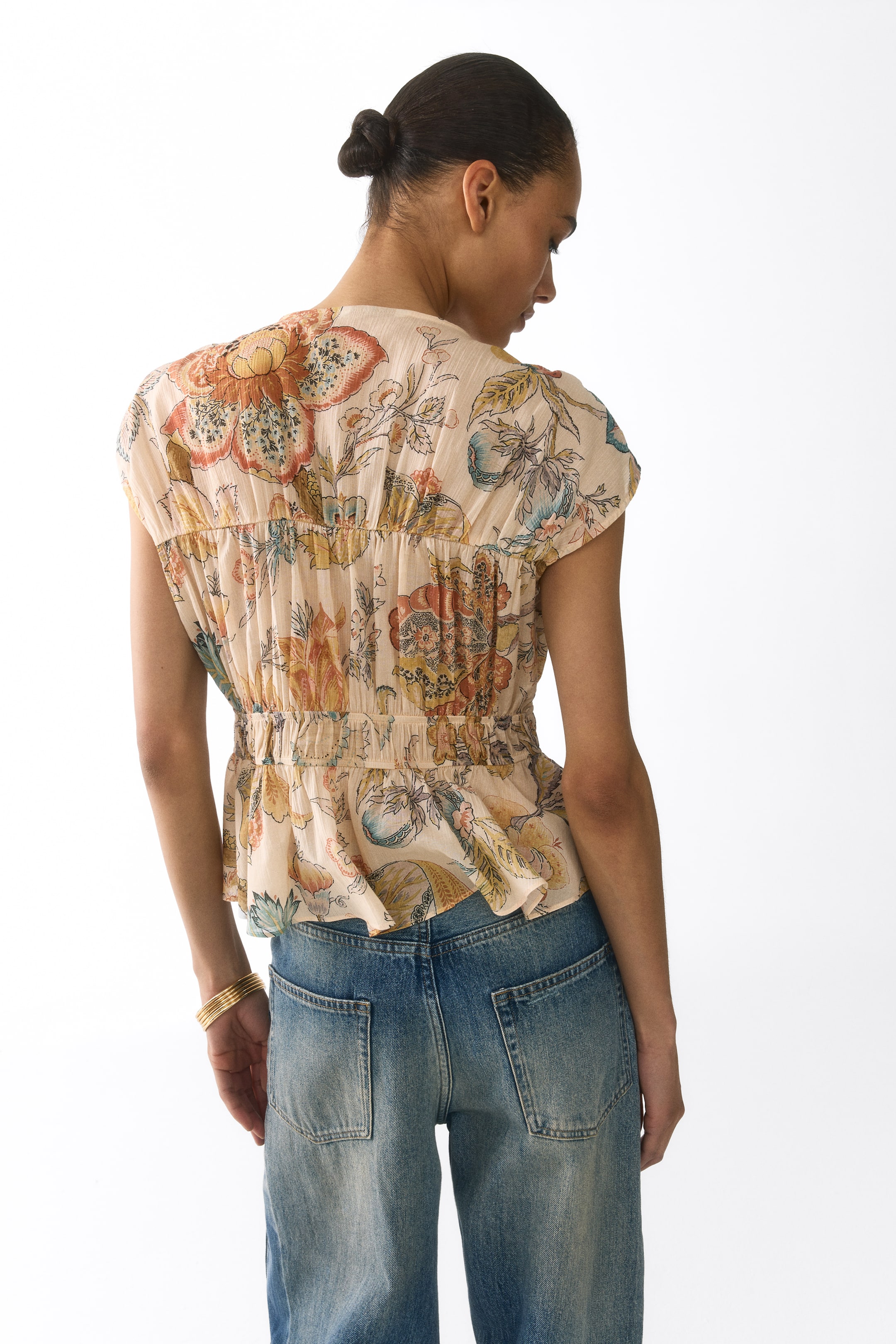 Ruched Cotton Blouse