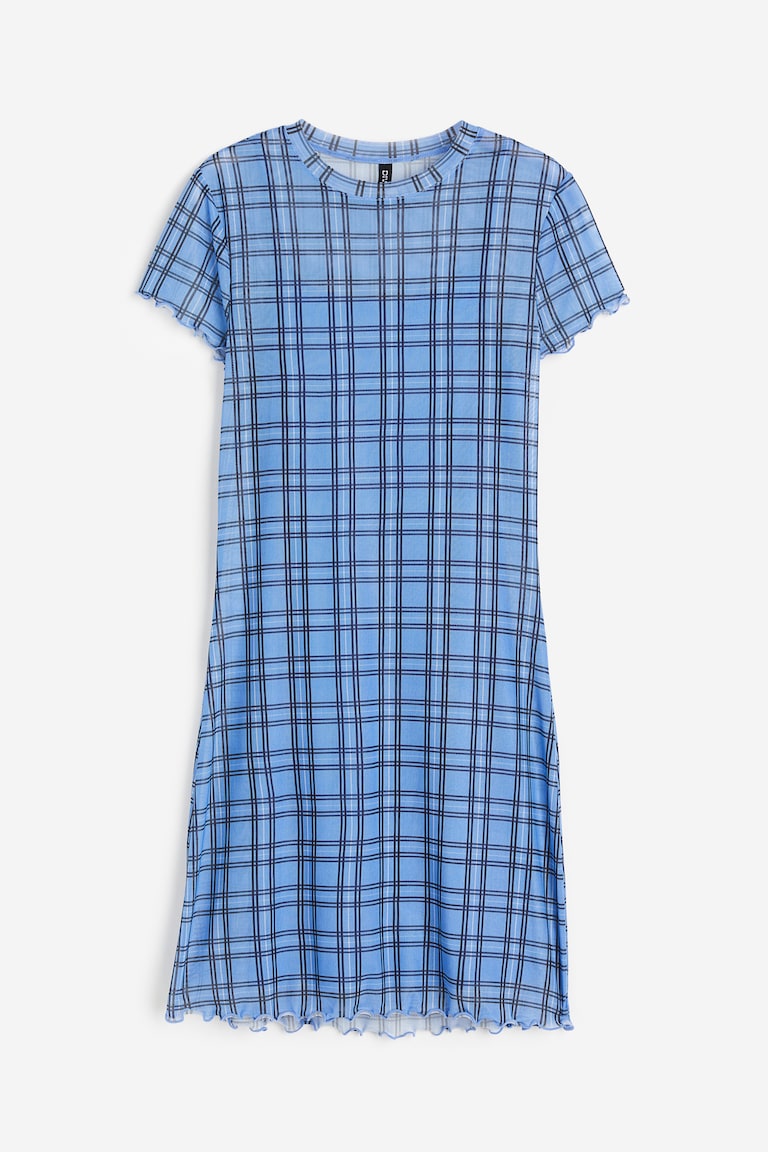 Women's Blue/Checked Mesh bodycon dress | H&M