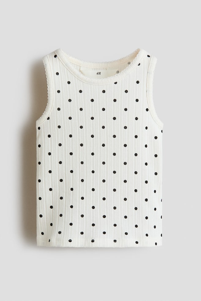 Camisole en jersey pointelle - Blanc/à pois/Beige clair/coquillages/Rose clair/fraises - 1