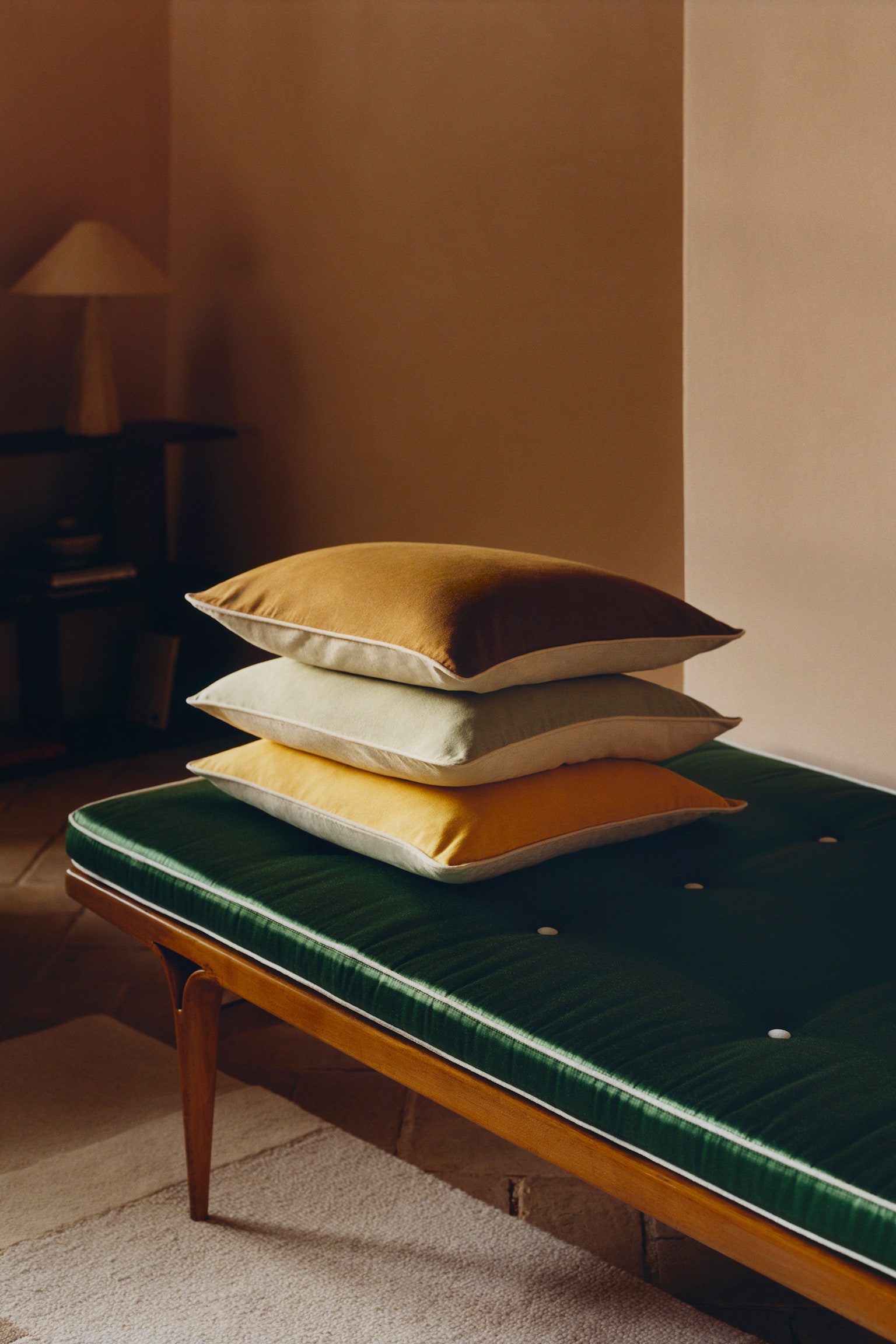 Housse de coussin en toile - Vert kaki clair/Rose/Jaune - 5