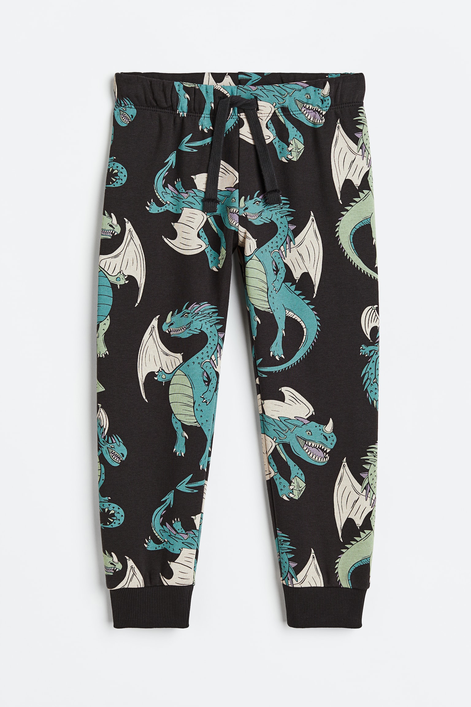 圖案慢跑褲 - 黑色/龍