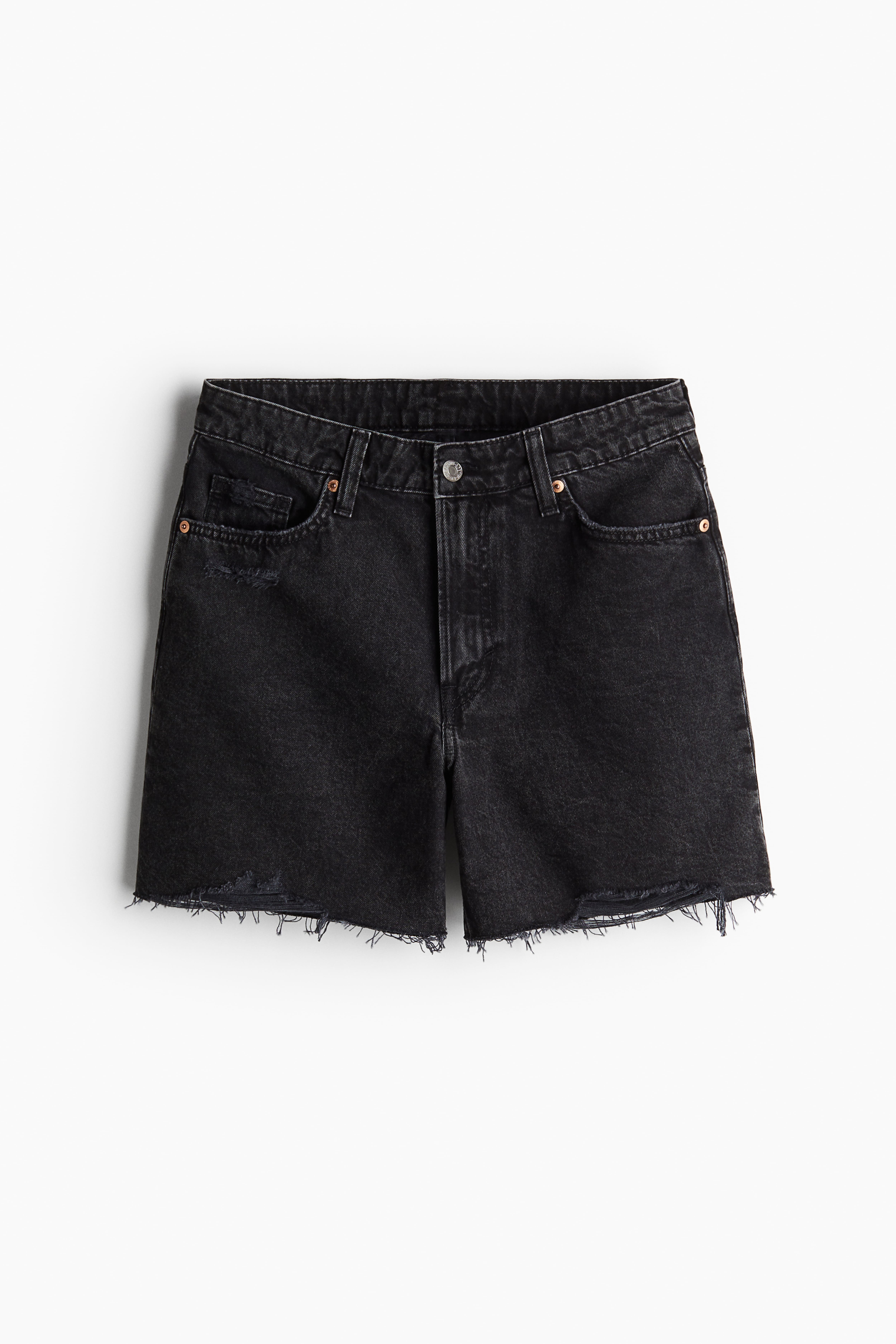 Black High Bermuda Denim Shorts Size 10 H M