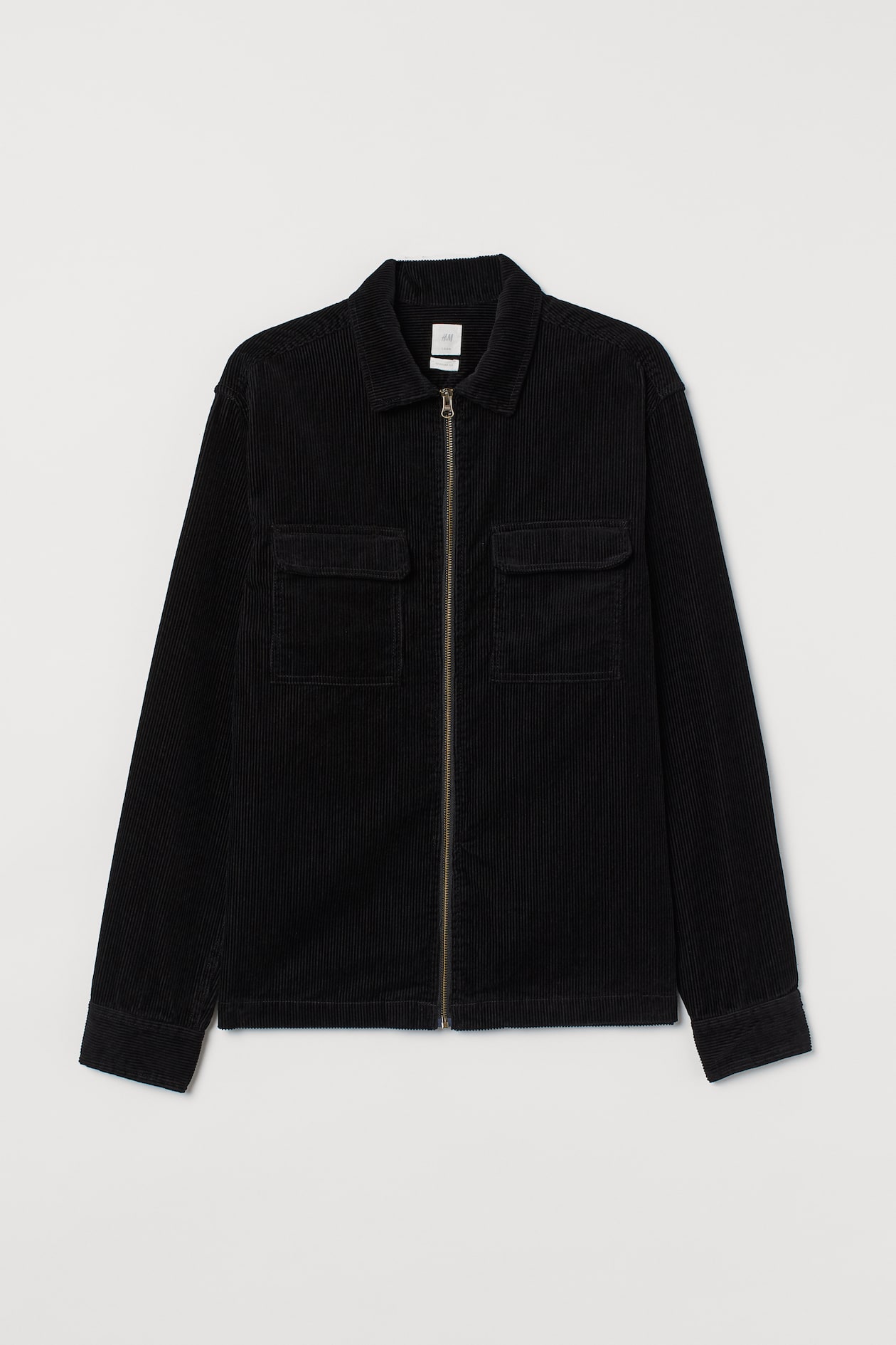 Corduroy Shirt Jacket - Long sleeve - Black - Men | H&M US