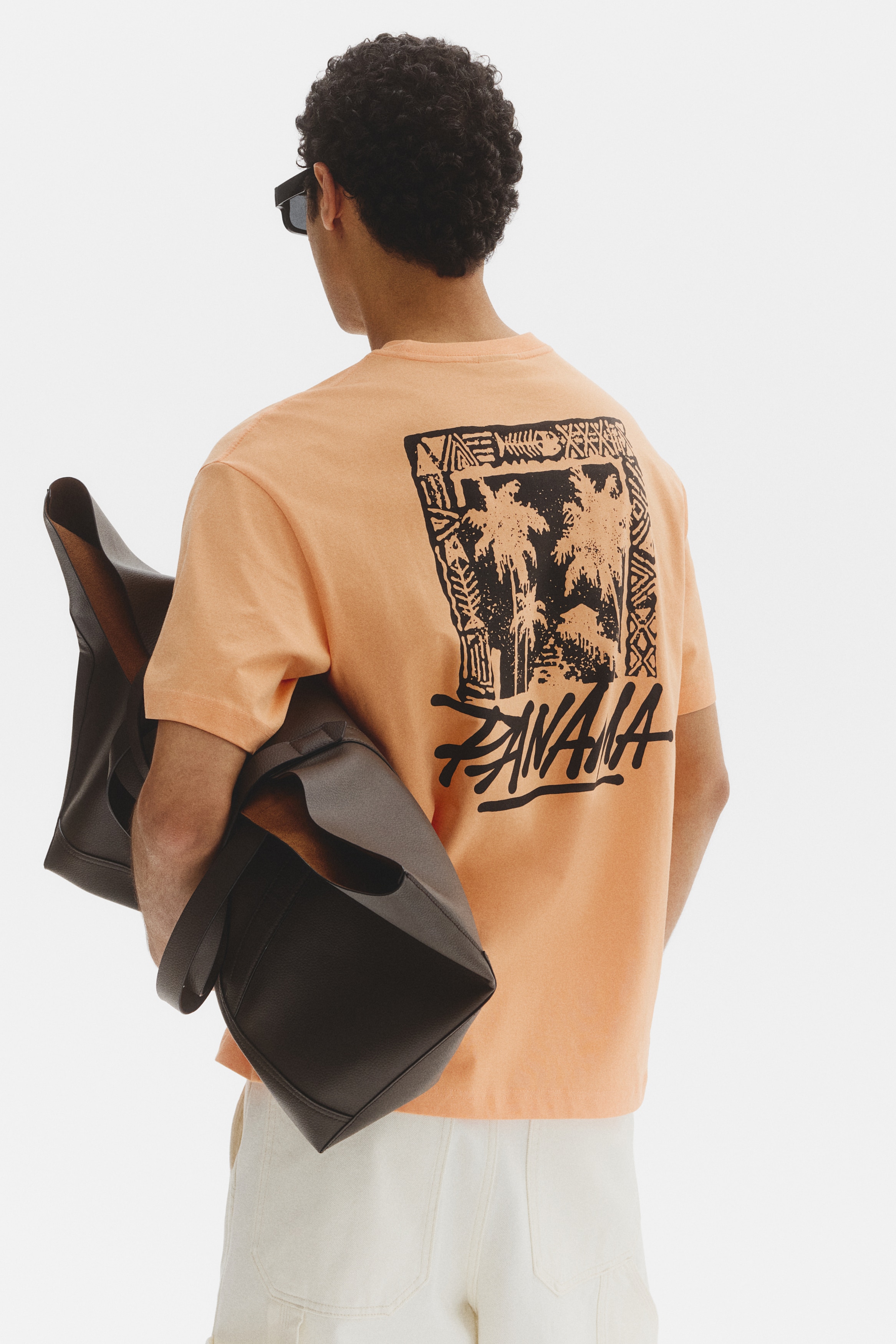 Men's Orange/Panama Loose Fit Printed T-shirt | H&M US