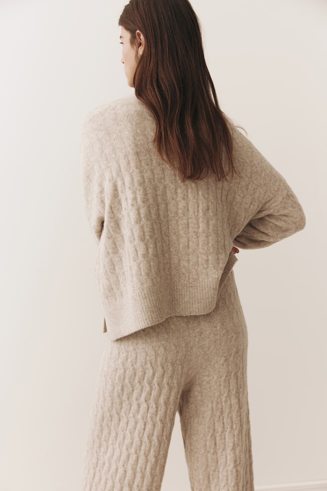 Cable-knit jumper-Beige - 5