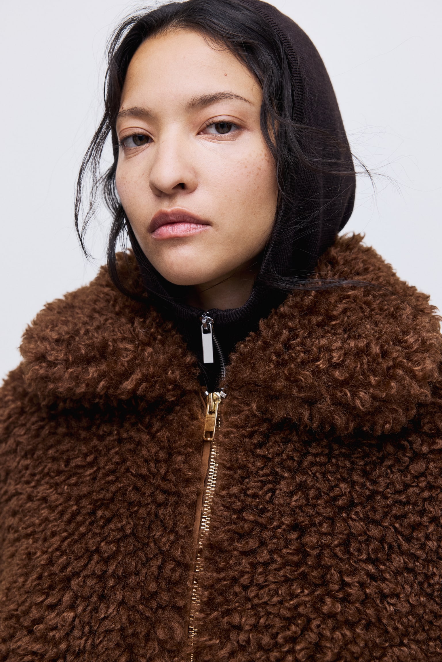 Jacke aus Teddyfleece - Dunkelbraun/Beige - 8