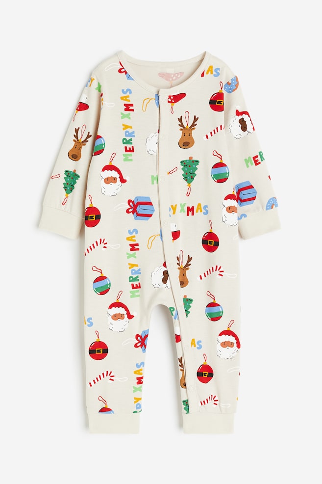 Printed sleepsuit - Natural white/Patterned - 1