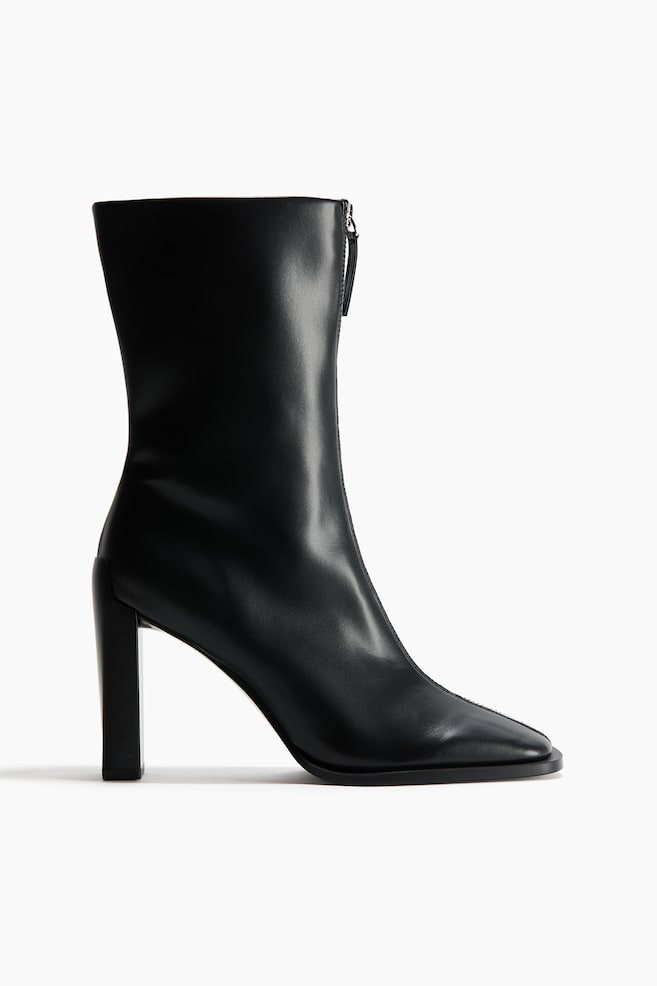 Heeled Ankle Boots - Black - 1