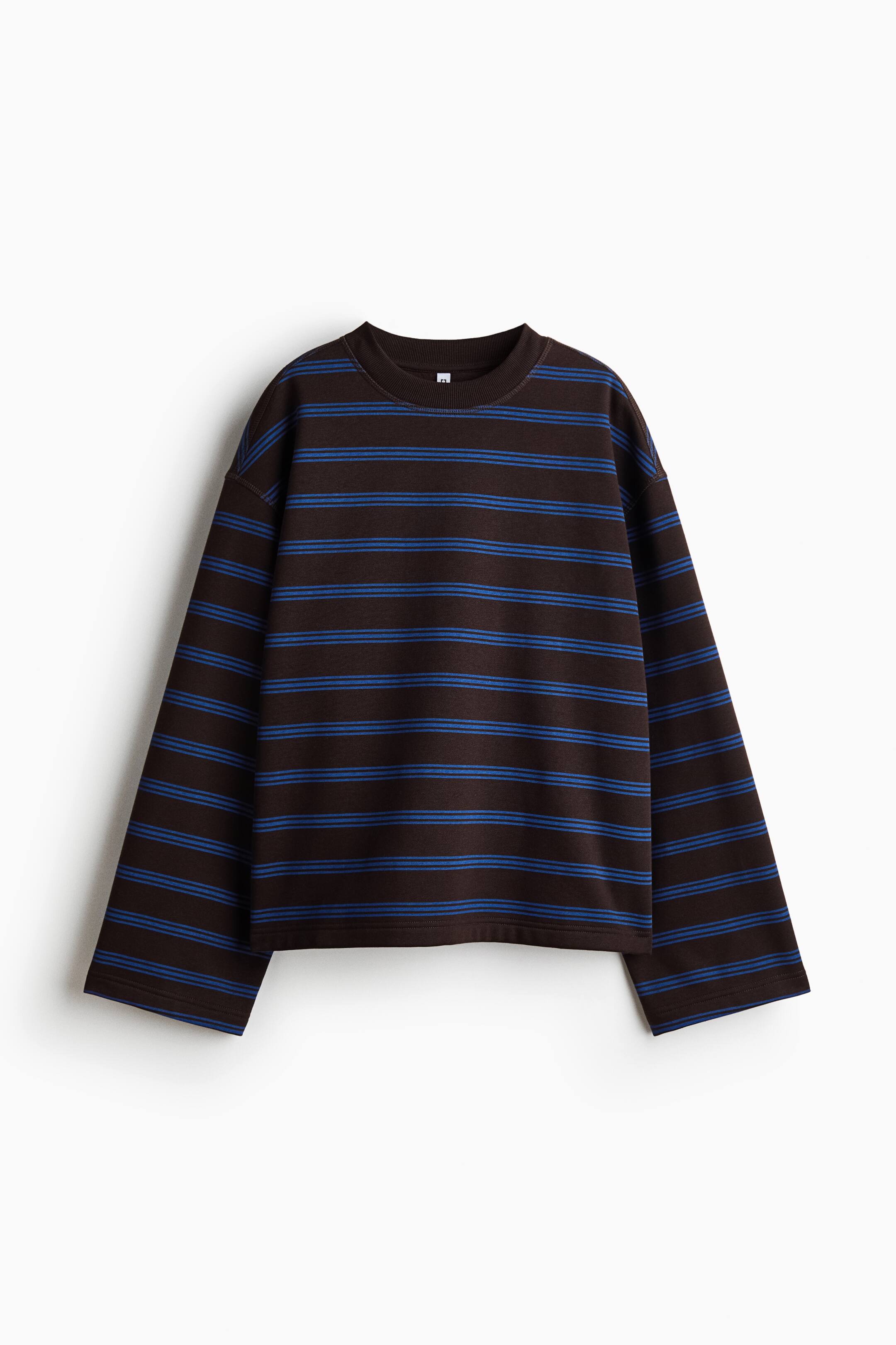 View larger image: Oversized sweatshirt - Dark brown/Striped - Ladies | H&M 1