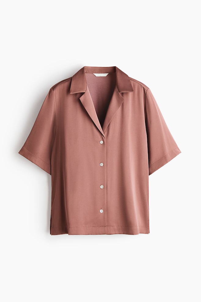 Satin resort shirt - Dark dusty pink - 1