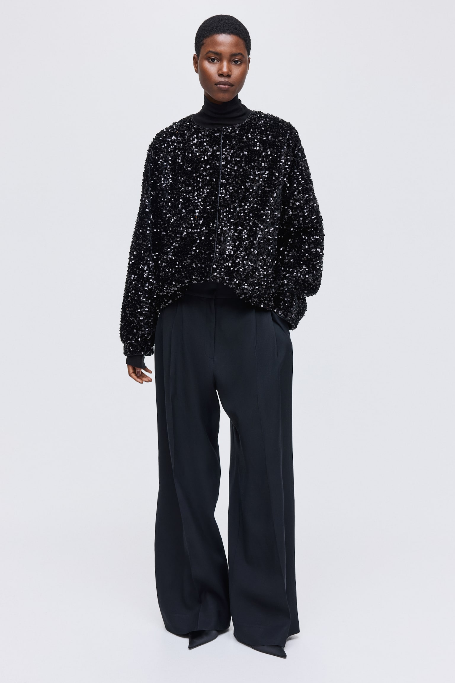 Bomber rivestito di paillettes - Nero - 3