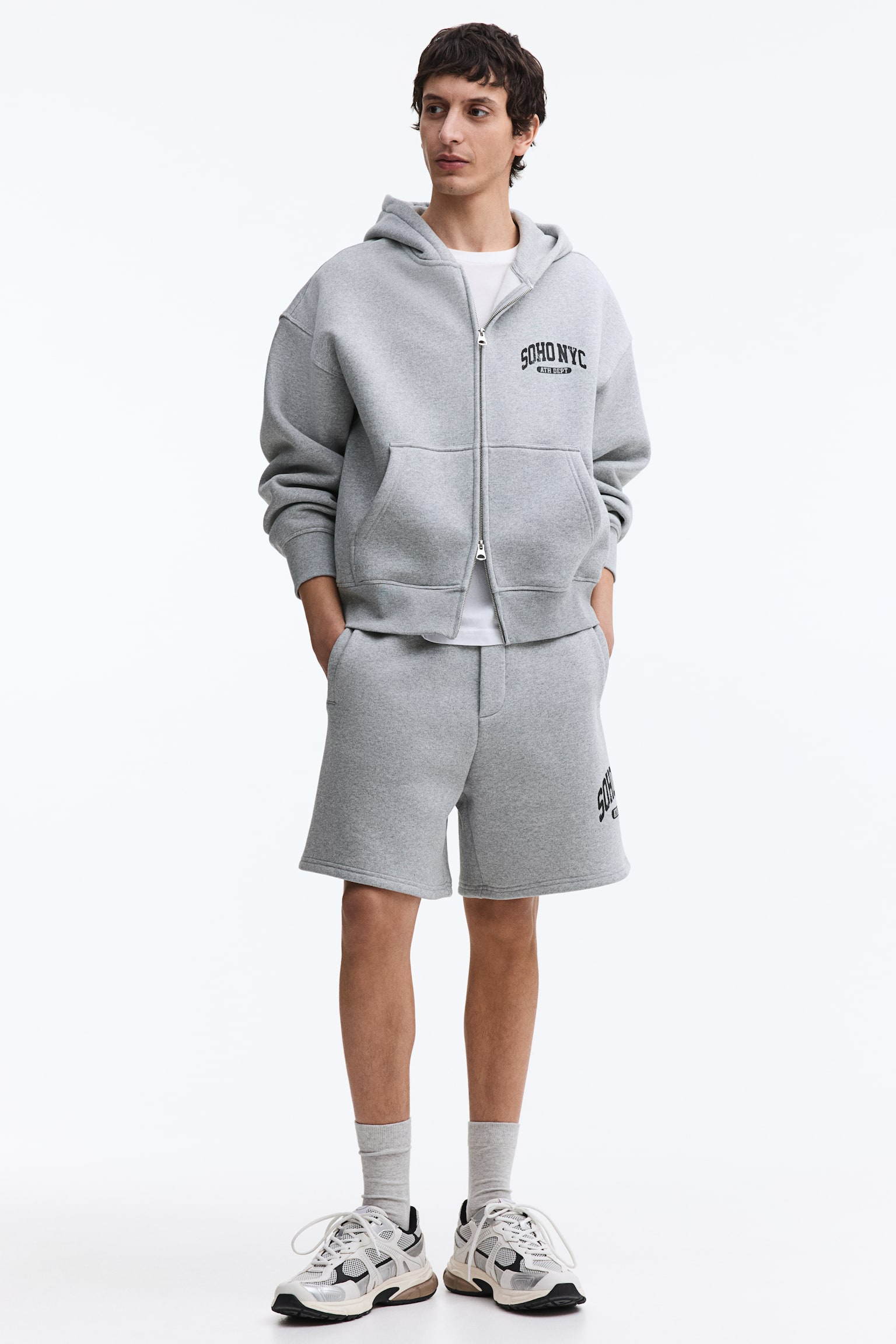 Calções Relaxed Fit - Cinzento mesclado/SoHo NYC/Azul marinho/SoHo NYC - 3