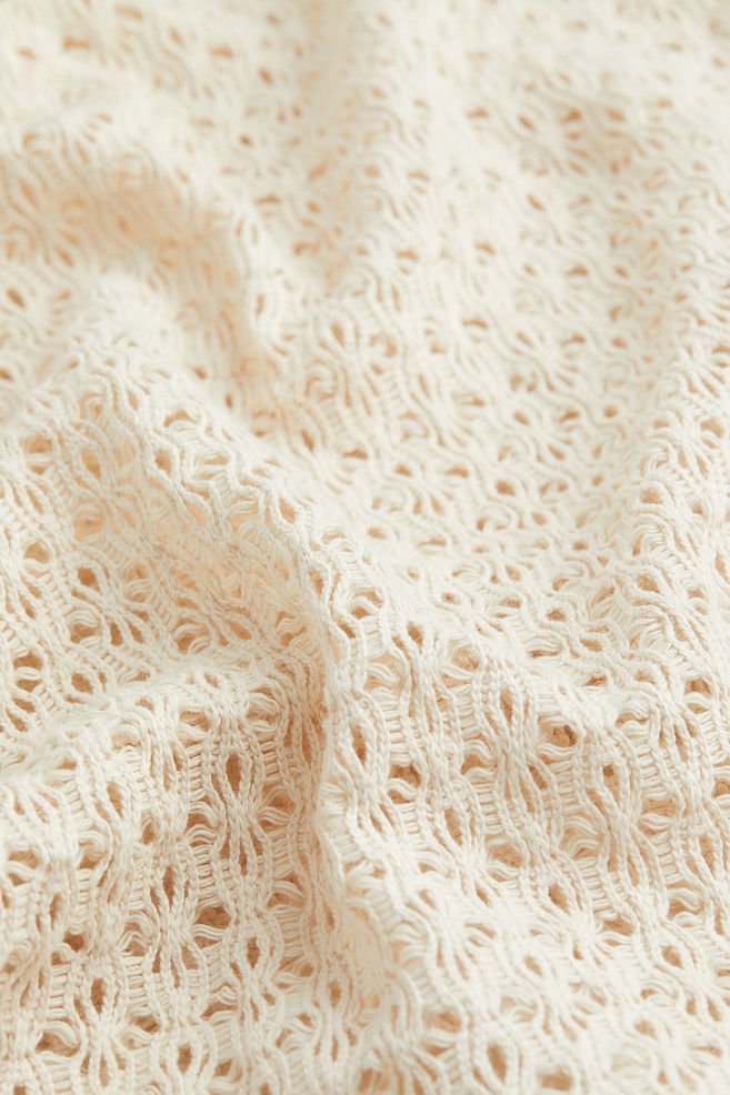 Crochet-look sleeveless dress - Cream - 2