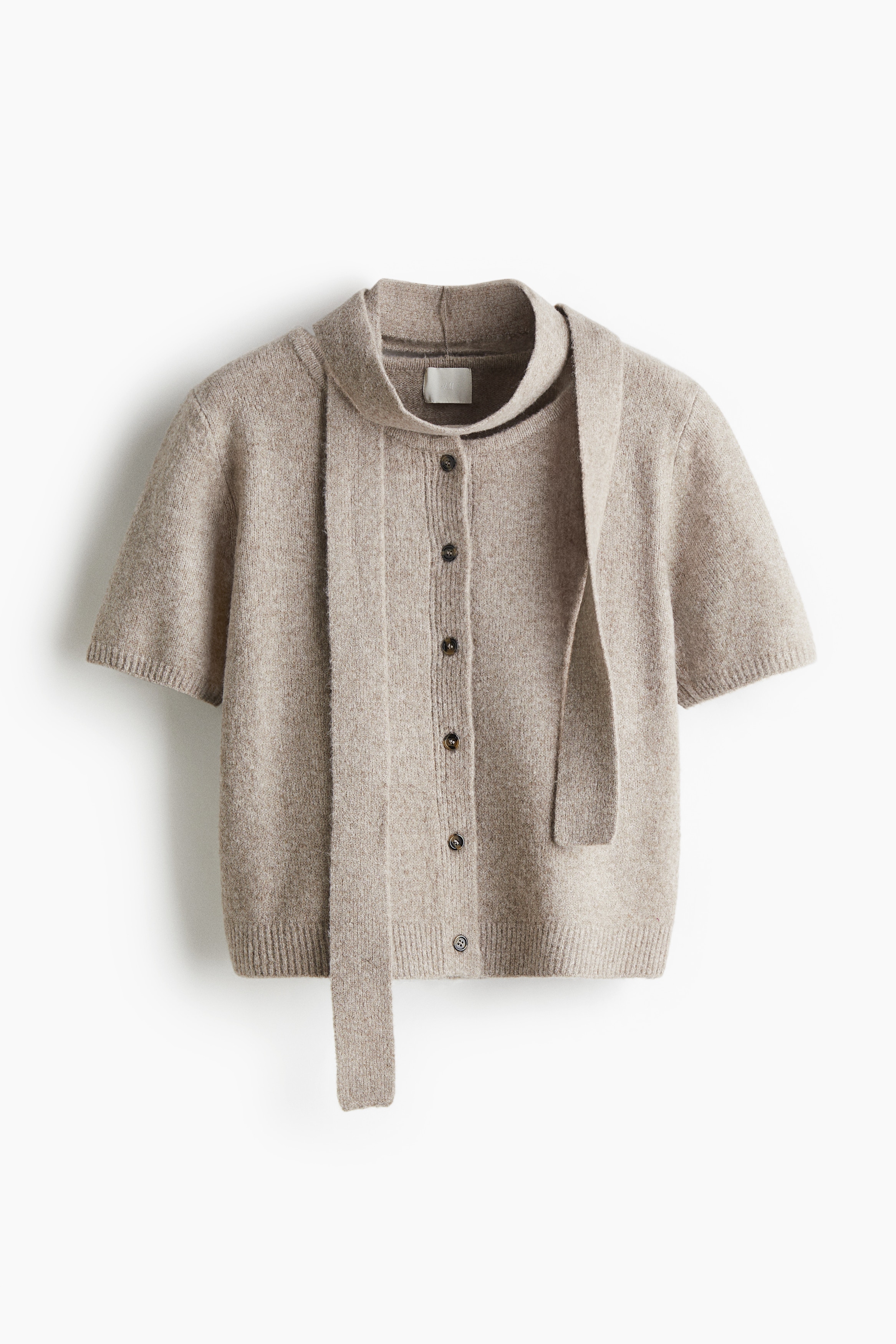 Cardigan cu eșarfă - Bej-melanj