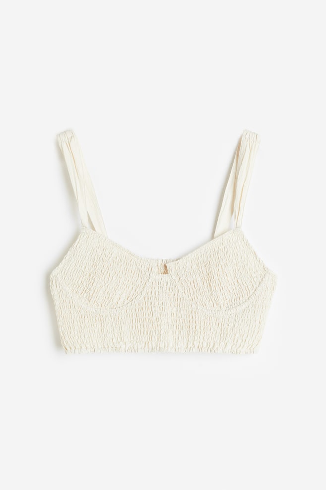 Crop top fruncido - Crema - 1