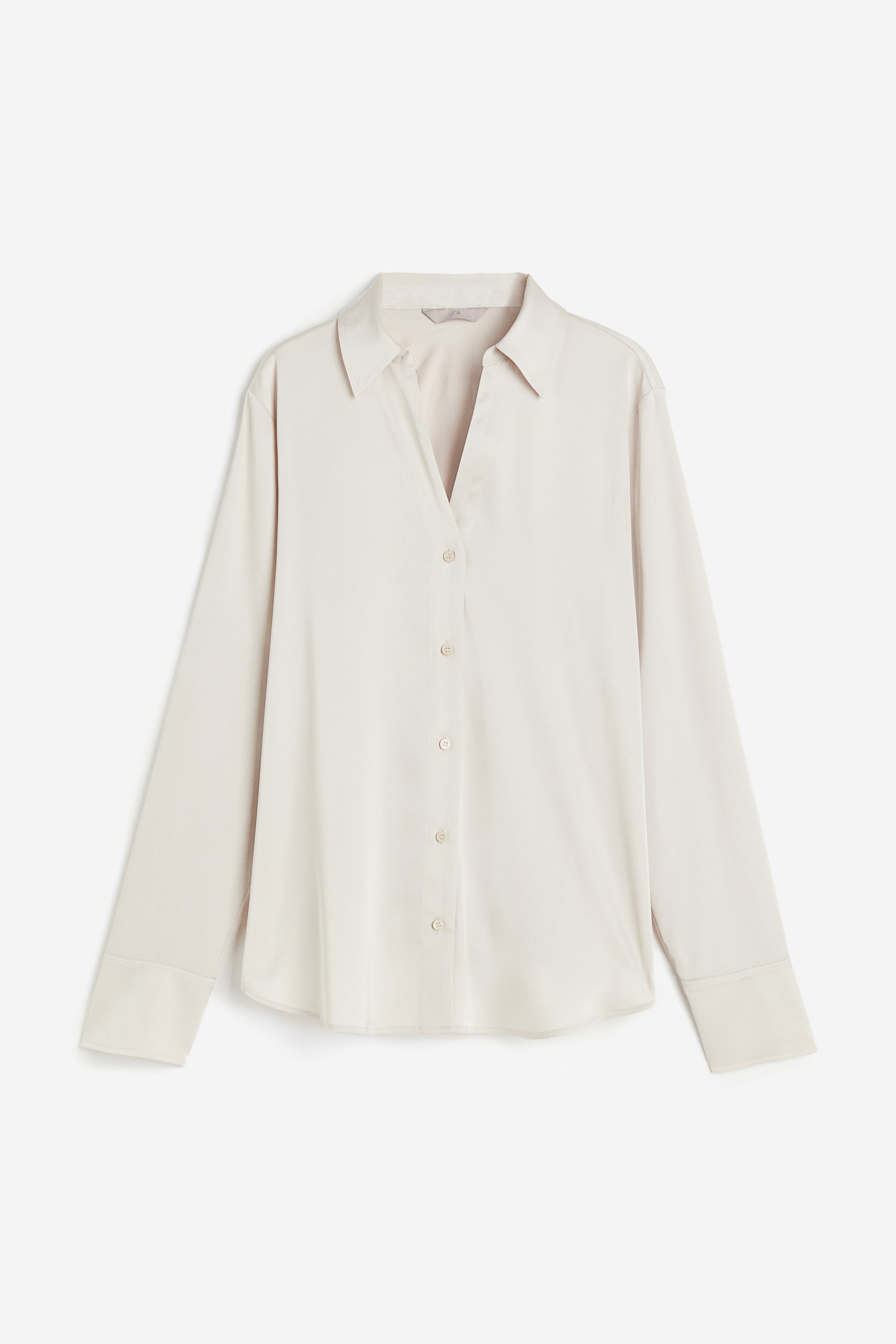 V-neck blouse - V-neck - Long sleeve - Light beige - Ladies | H&M GB