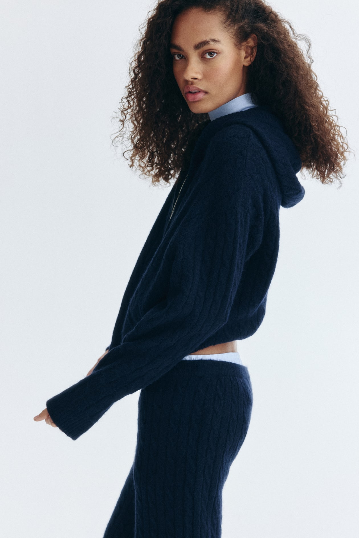 Cable-Knit Cardigan with Zipper - image 2