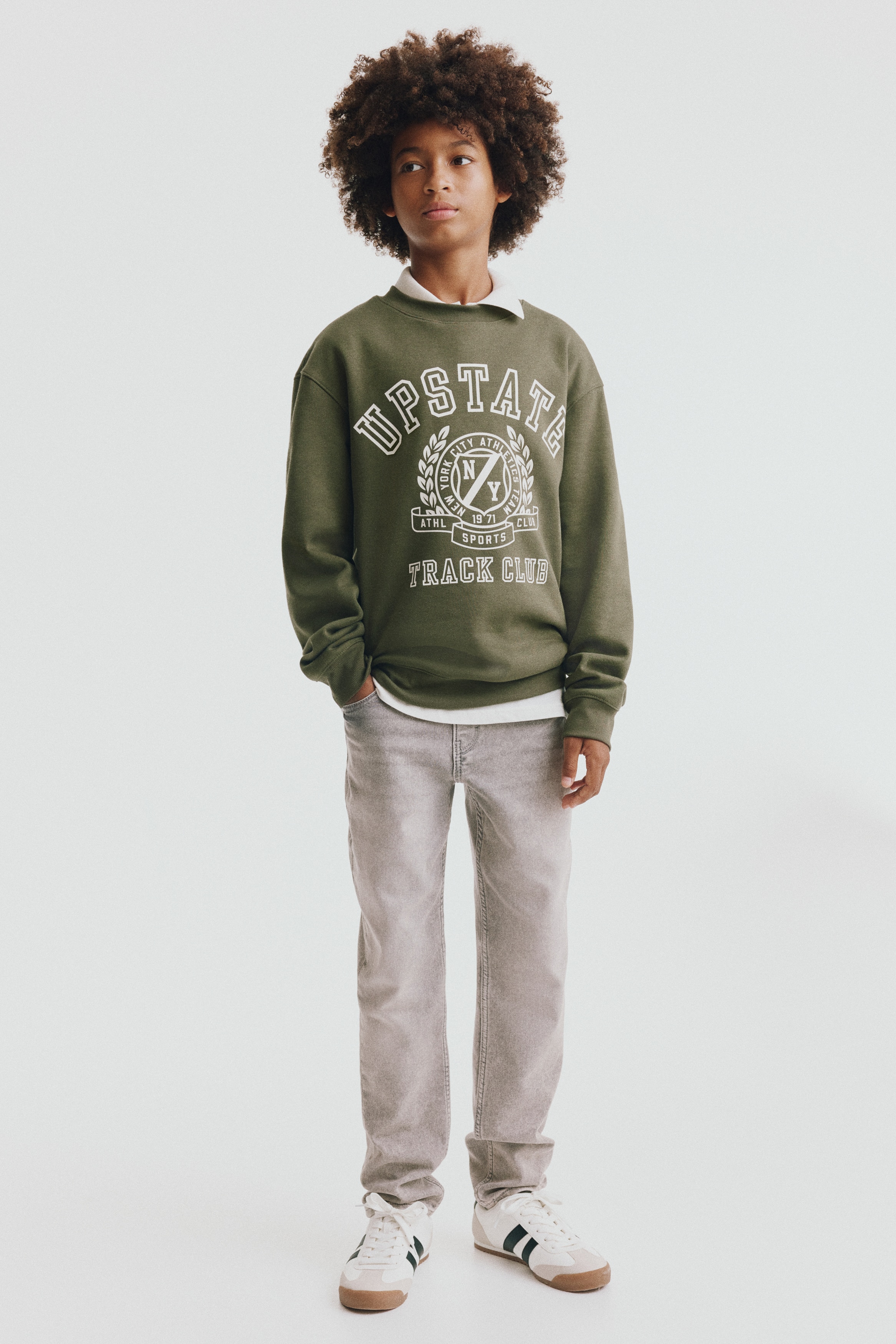 Relaxed Fit Tapered Jeans - Světle šedý denim