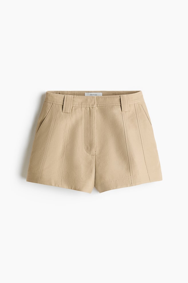 Linen-Blend Shorts - Beige - 1