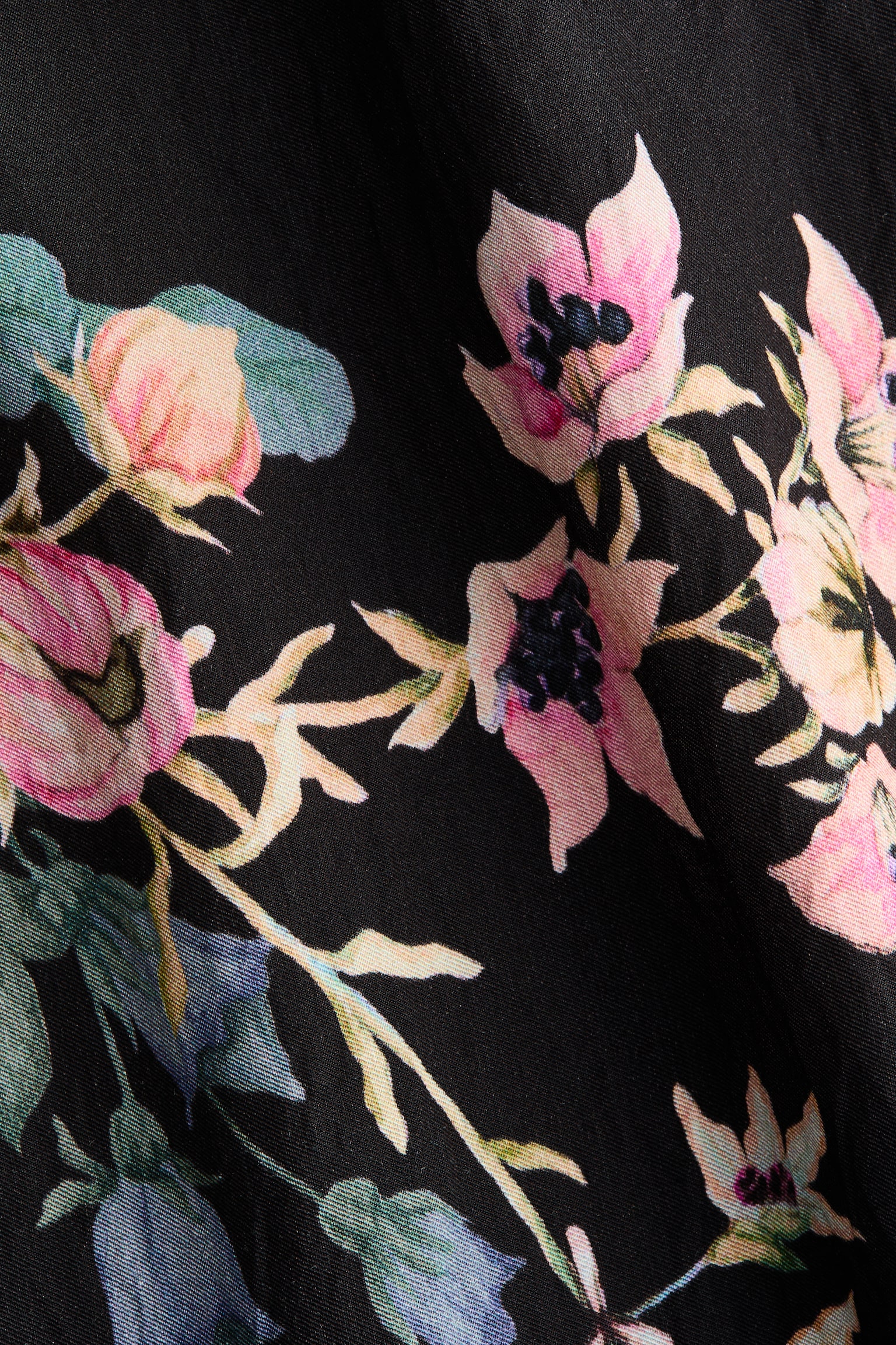 Pantaloni cu elastic în talie - Negru/flori - 3