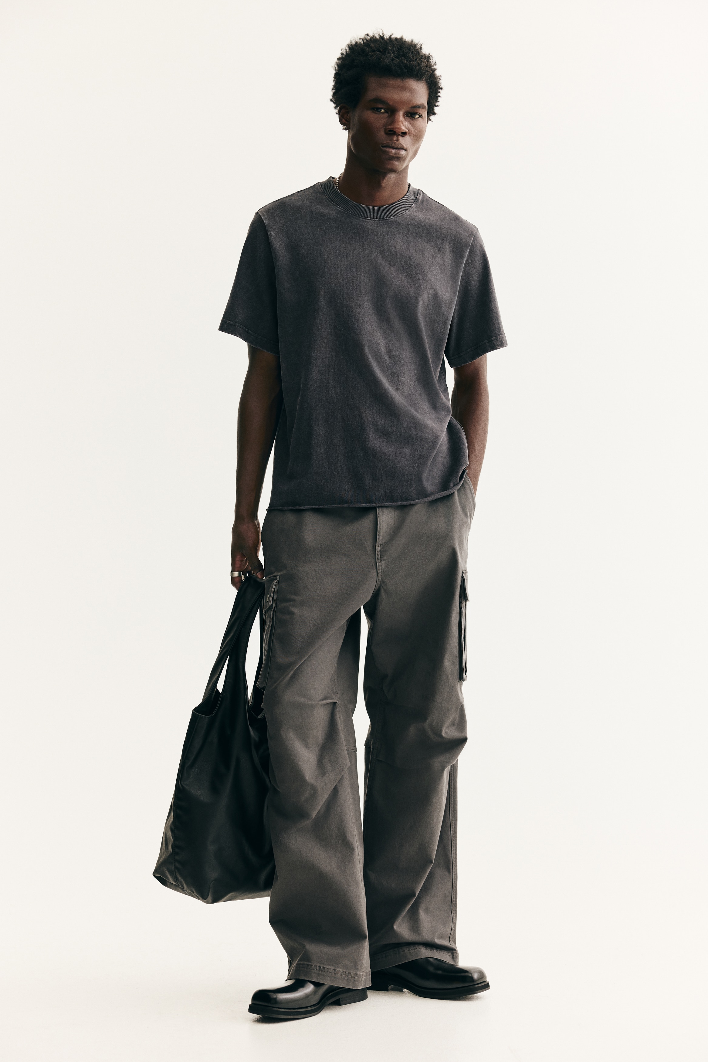 Men's Dark gray Regular-Fit Washed T-Shirt | H&M US