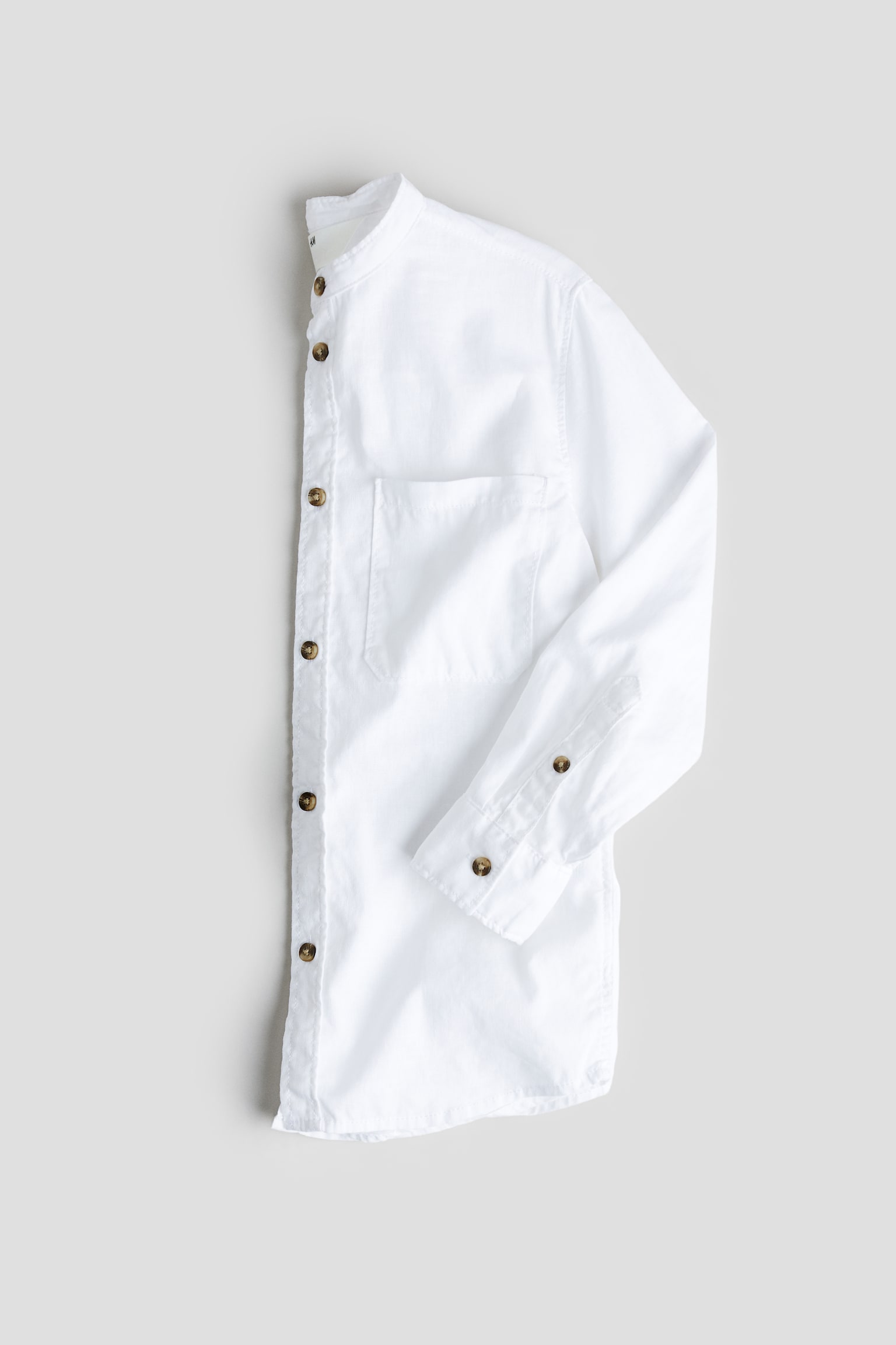 Linen-blend grandad shirt - White - 2