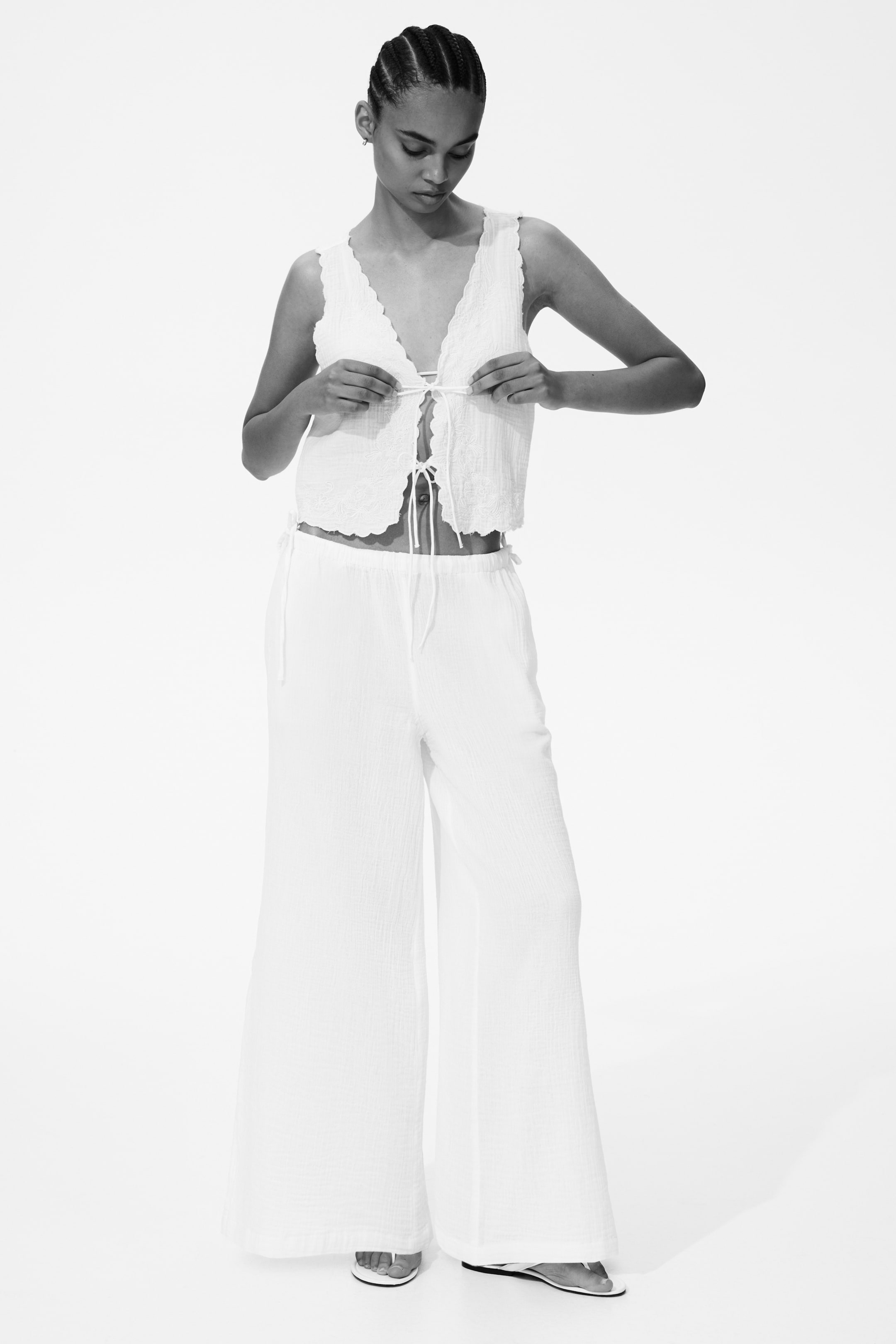 Женские брюки H&M Drawstring-Detail Muslin Pants — фото 3