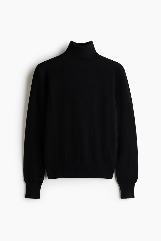 Stickad polotröja - Svart/Mörkbrun/Mörkbeige/Gråmelerad/Crèmevit - 1