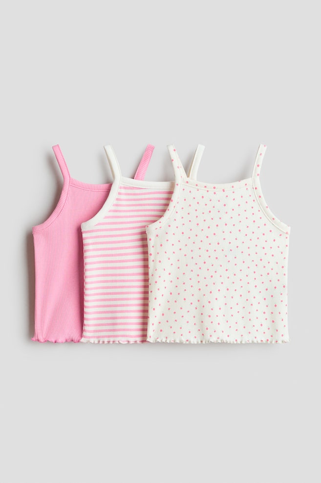 3-Pack Cotton Tank Tops - Pink/striped - 1