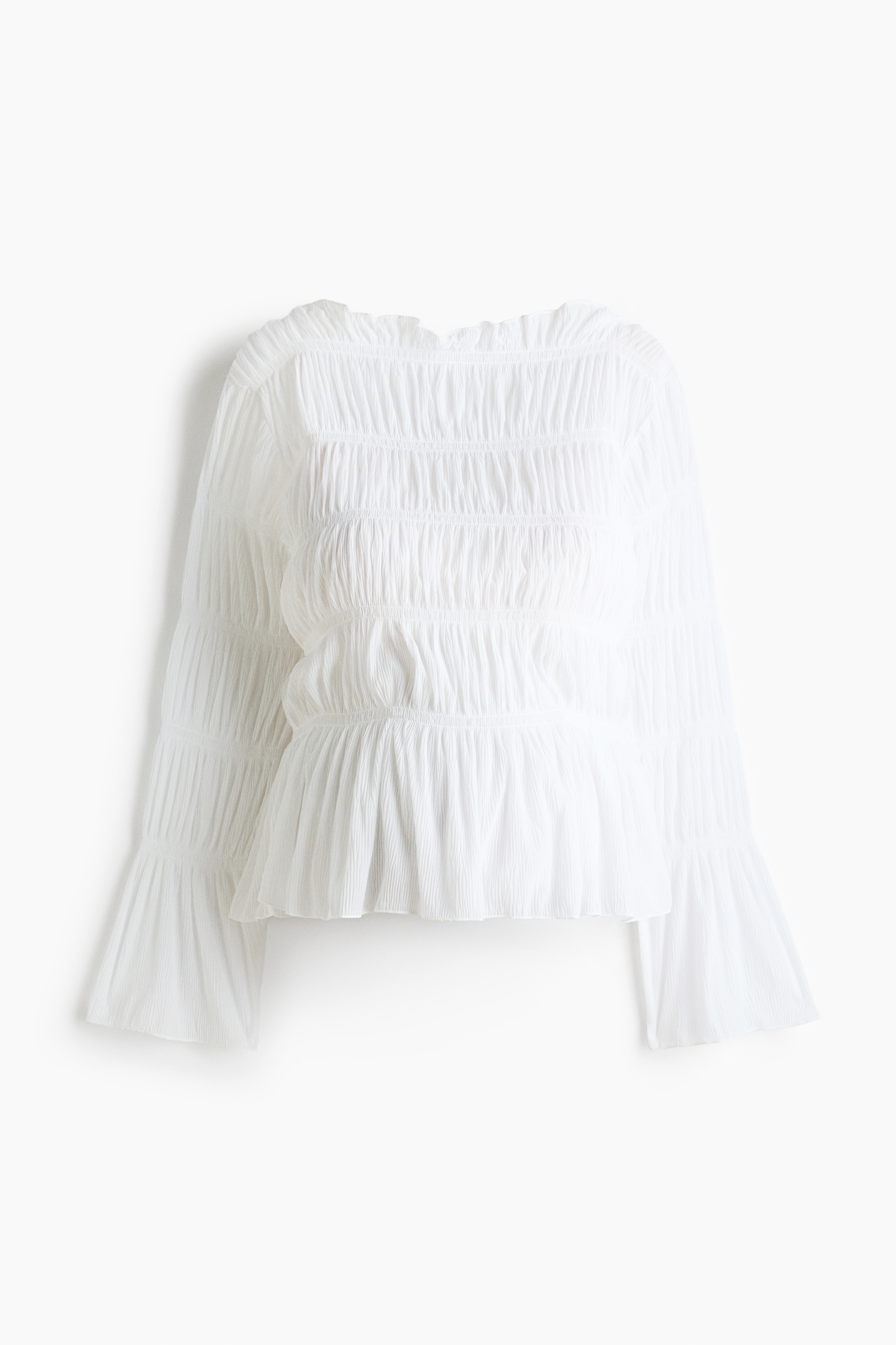 Women's White MAMA Boat-Neck Smocked Top | H&M CA
