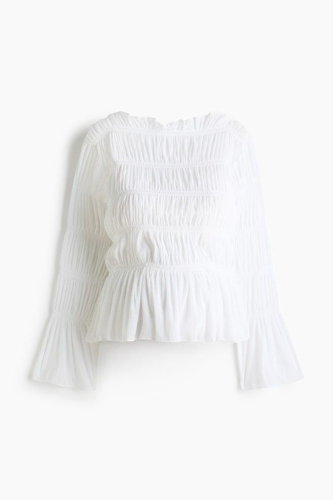 MAMA Smocked boat-neck top - White - 1