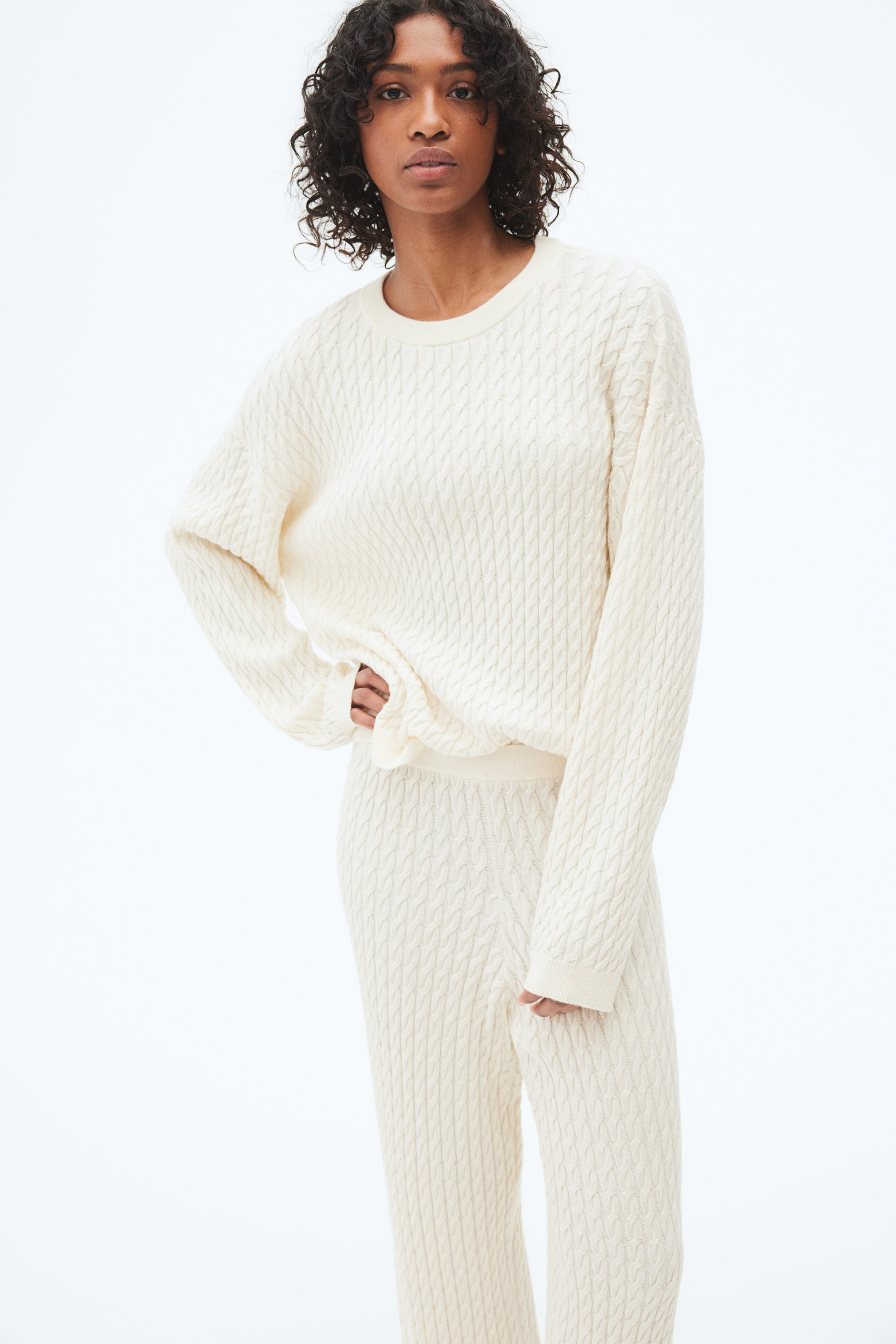 Cable-Knit Cashmere-Blend Pants