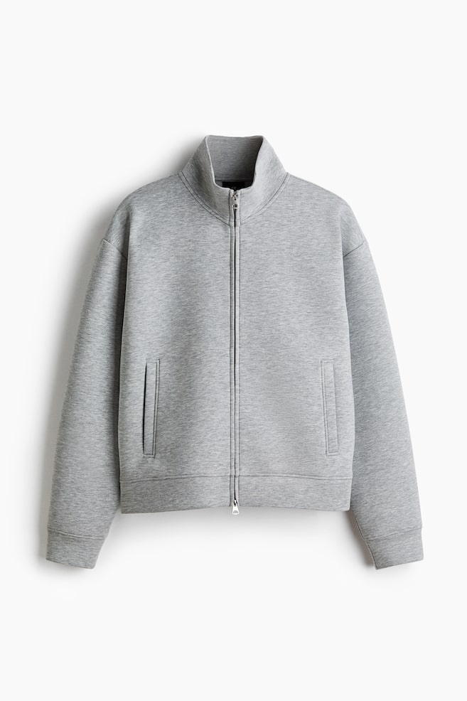 Veste de survêtement Loose Fit en scuba - Gris chiné/Noir - 1