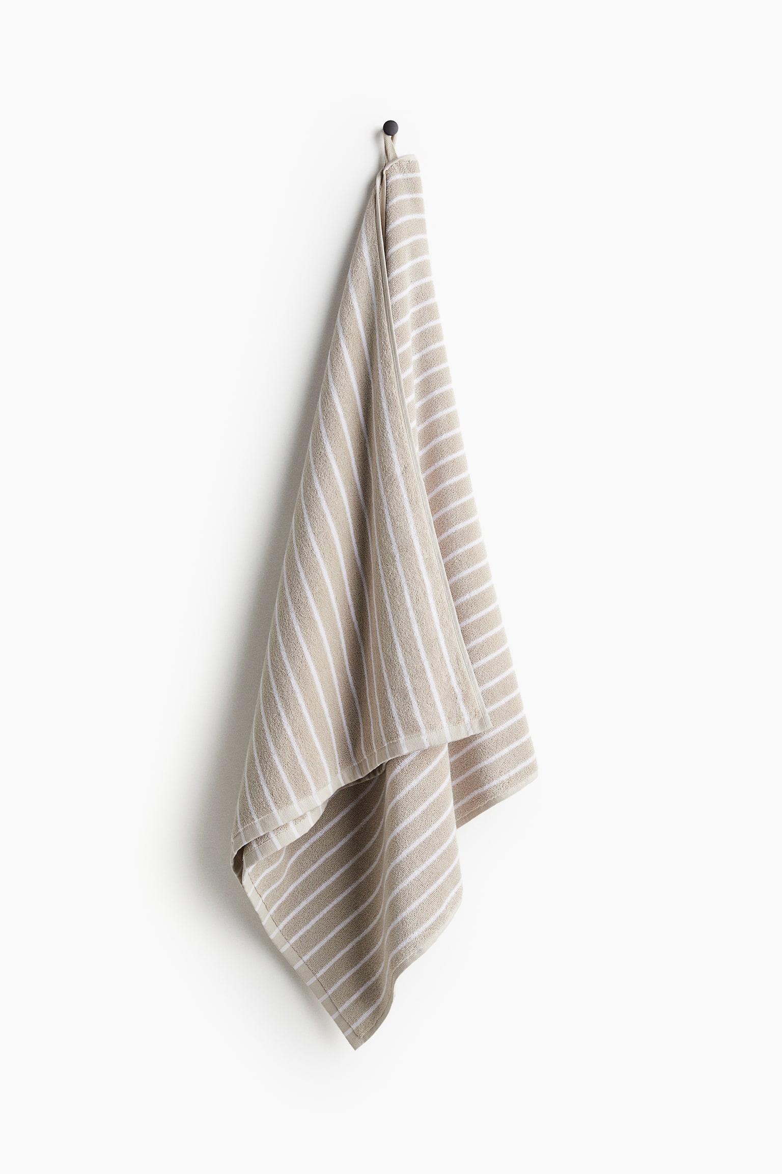 Striped bath towel - Light beige/White/Sage green/Striped/White/Black striped - 1