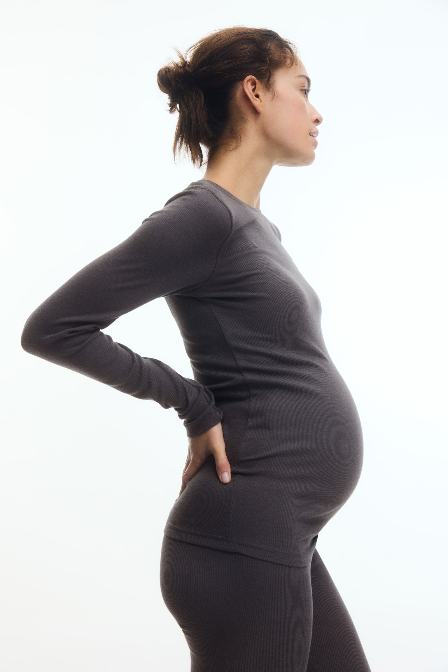 MAMA Dvojdielna rebrovaná súprava - Tmavosivá/Tmavohnedá - 6