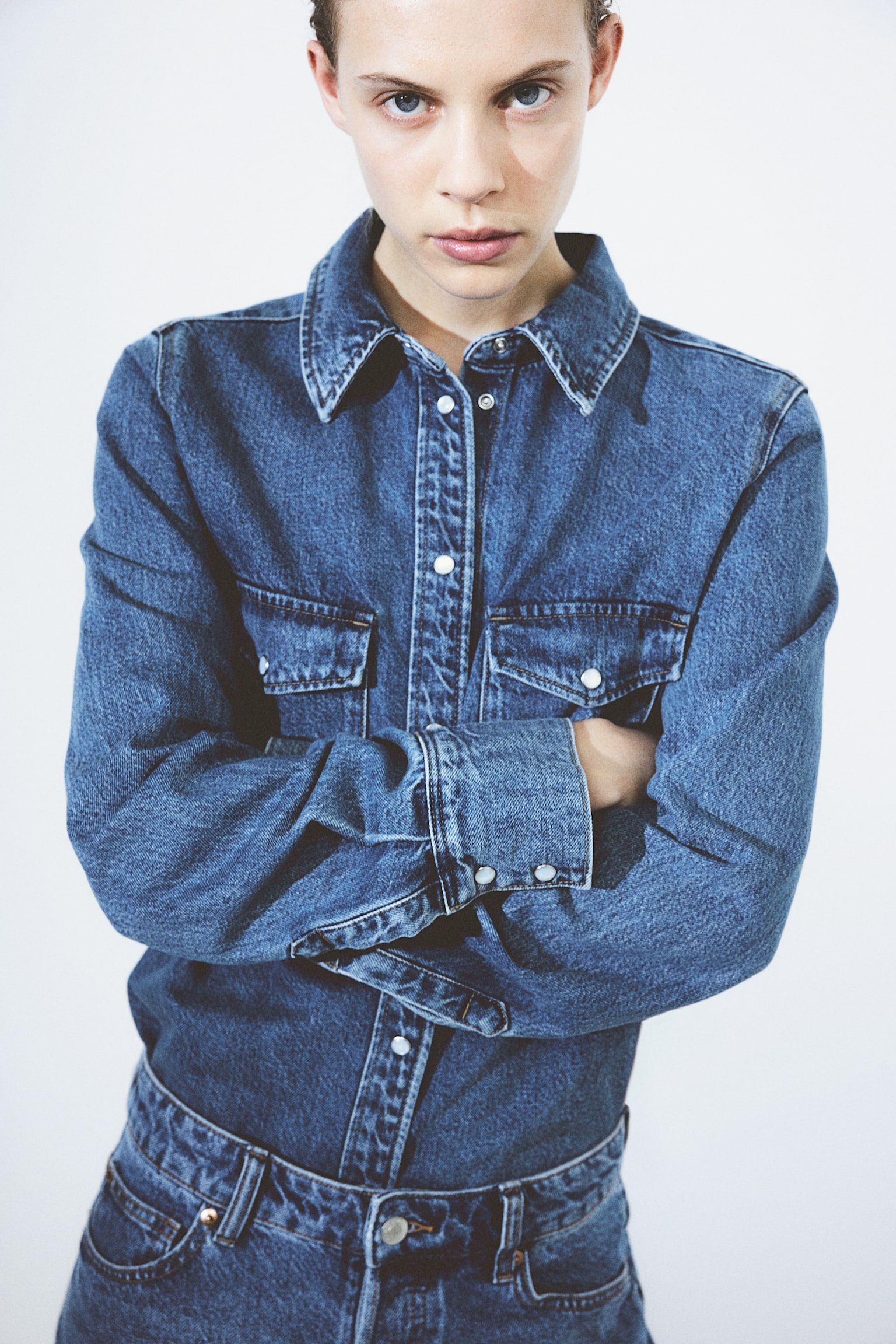 Denim Shirt - Denim blue/Cream/Dark denim grey - 1